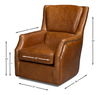 Baker Leather Swivel Chair, Cuba Brown, Seating by Sarreid, 31" length x 38" width x 38" height thumbnail 15