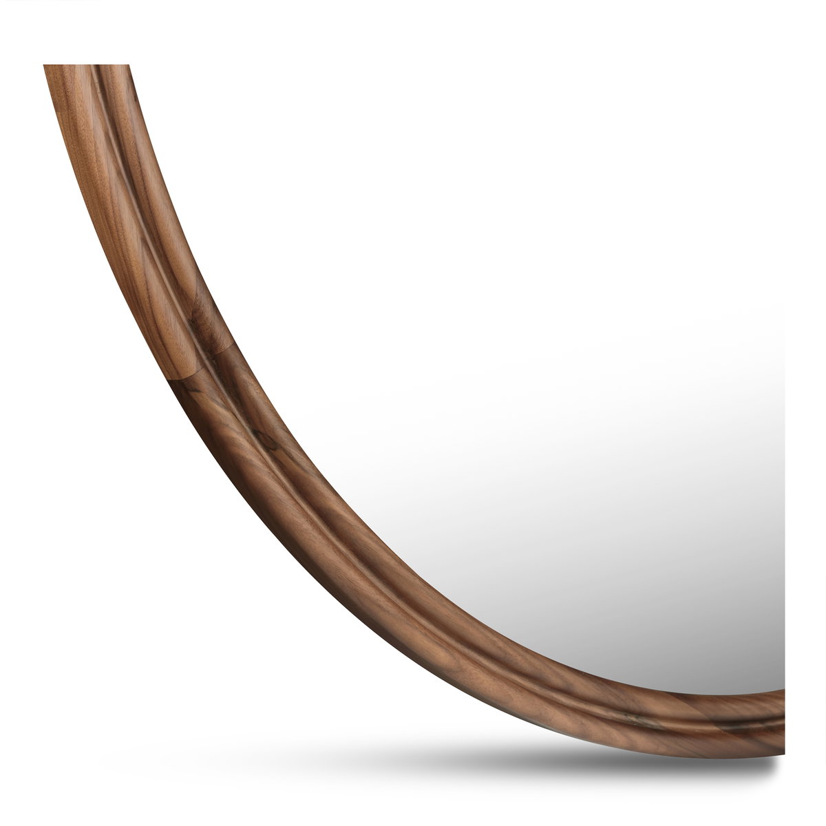Alcott Large Round Mirror Walnut, by Moe's Home, 48" width x 48" height x 1.06" depth View 3