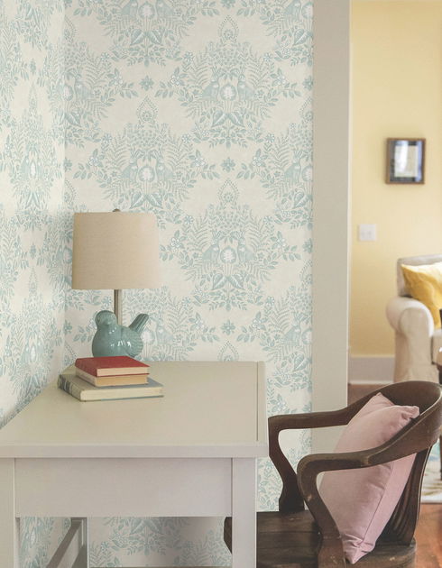 Cottontail Toile Vintage Duck Egg Peel & Stick Wallpaper