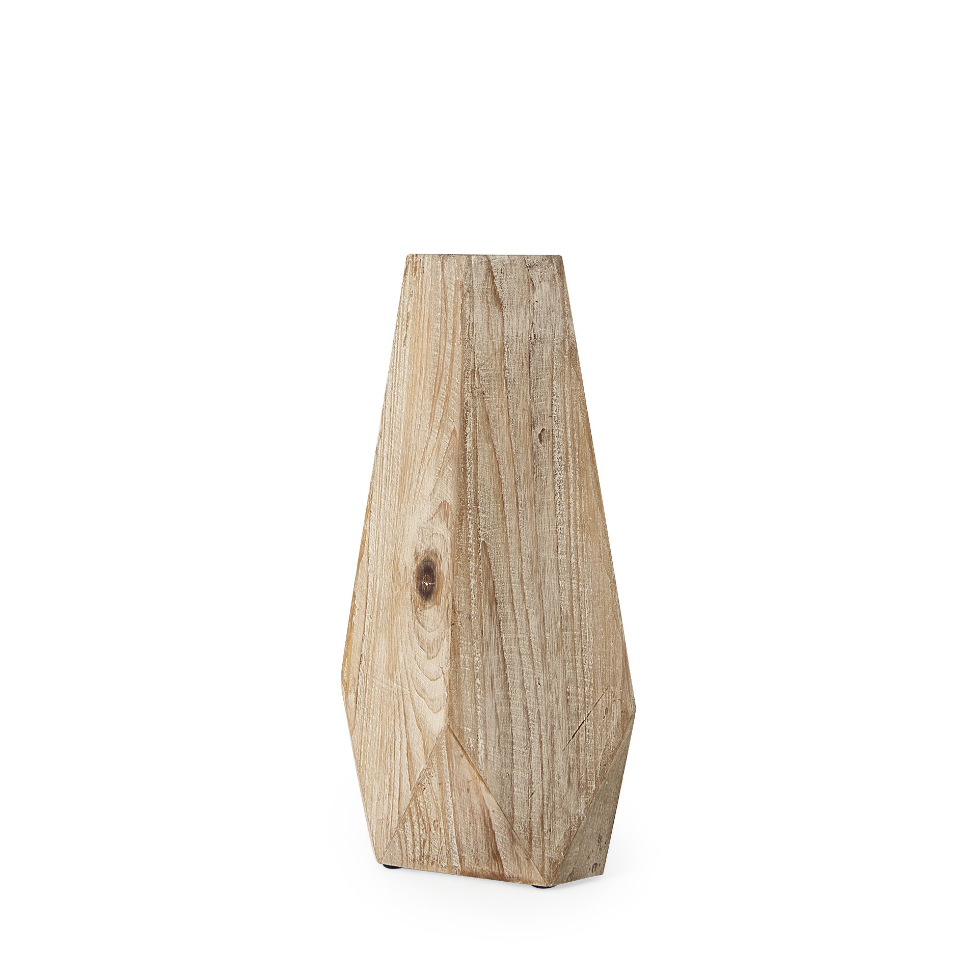 Allen II Small Natural Wooden Base Oval Vase, by Mercana, 7.87" length x 4.9" width x 15.25" height View 1