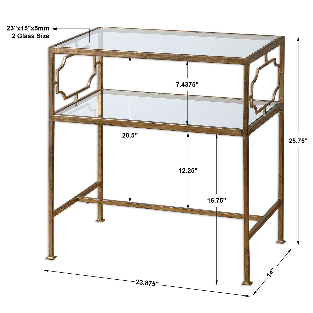 Genell Side Table, Side & End Table by Uttermost, 23.87" width x 25.75" height x 14" depth View 3