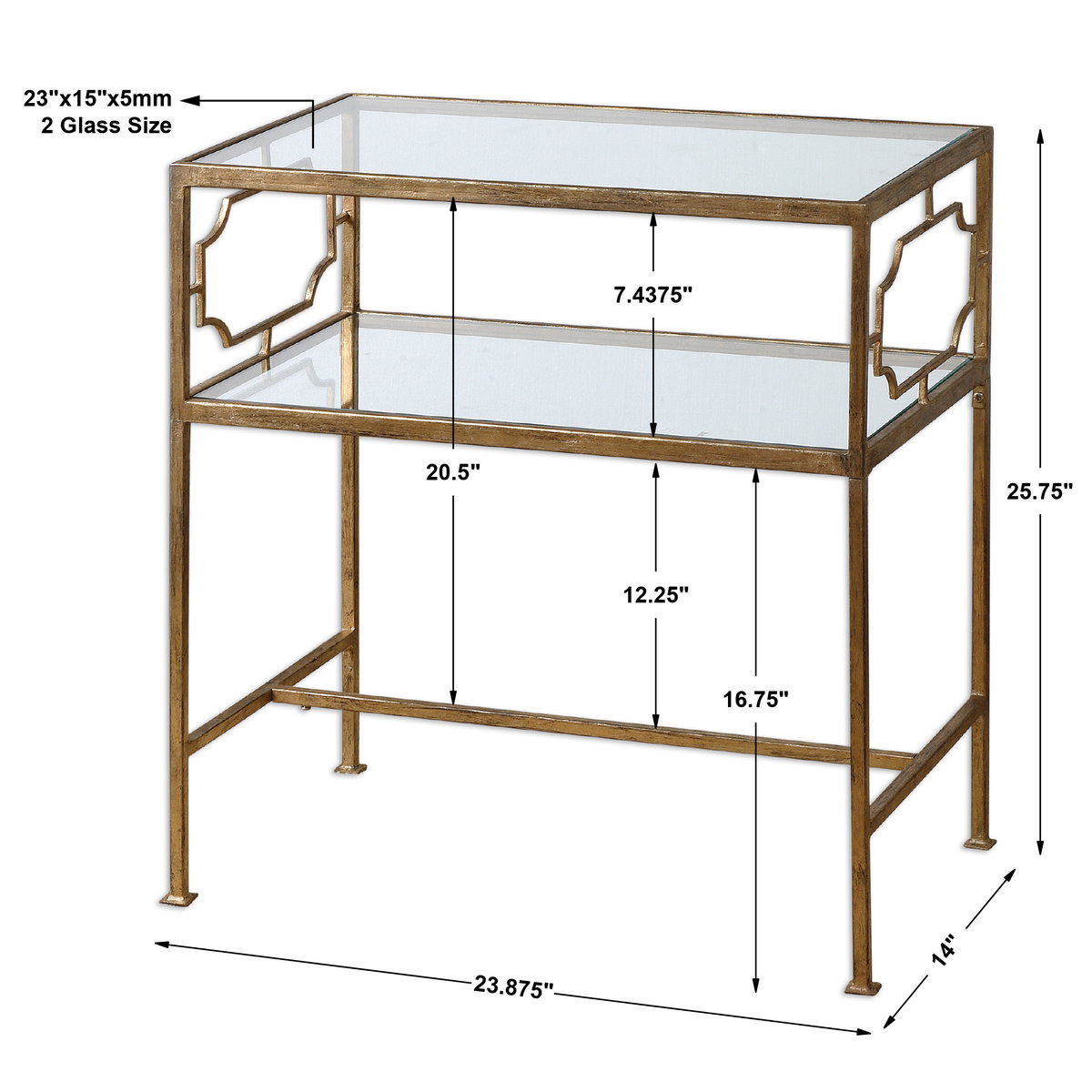 Genell Side Table, Side & End Table by Uttermost, 23.87" width x 25.75" height x 14" depth View 3