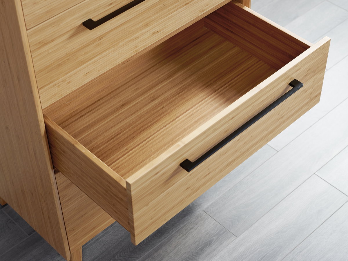 Sienna Five Drawer High Chest, Caramelized, Dresser by Greenington, 18.5" length x 26.75" width x 52.5" height View 7