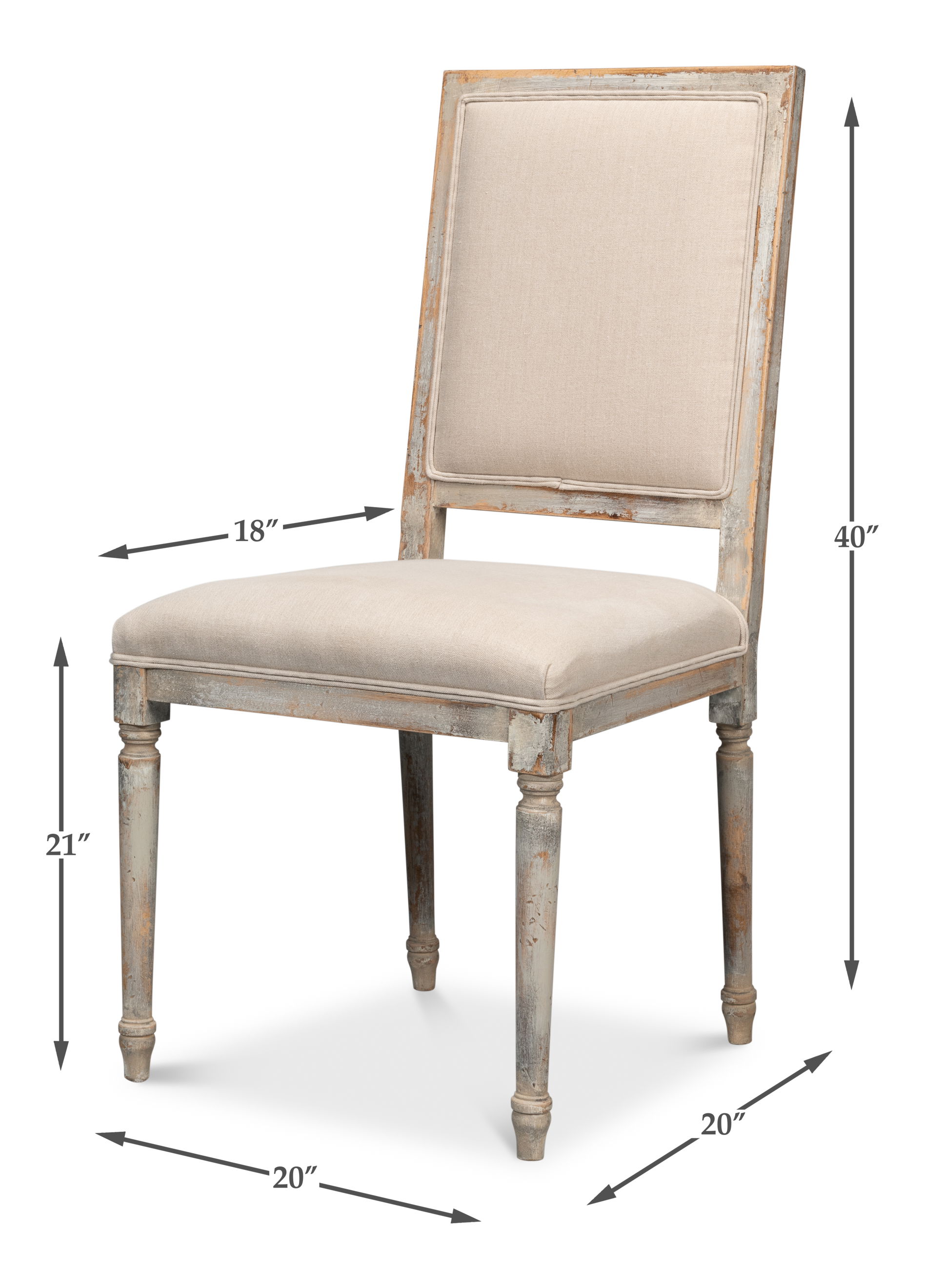 Square Back Side Chair Grey Oak Flax large image 