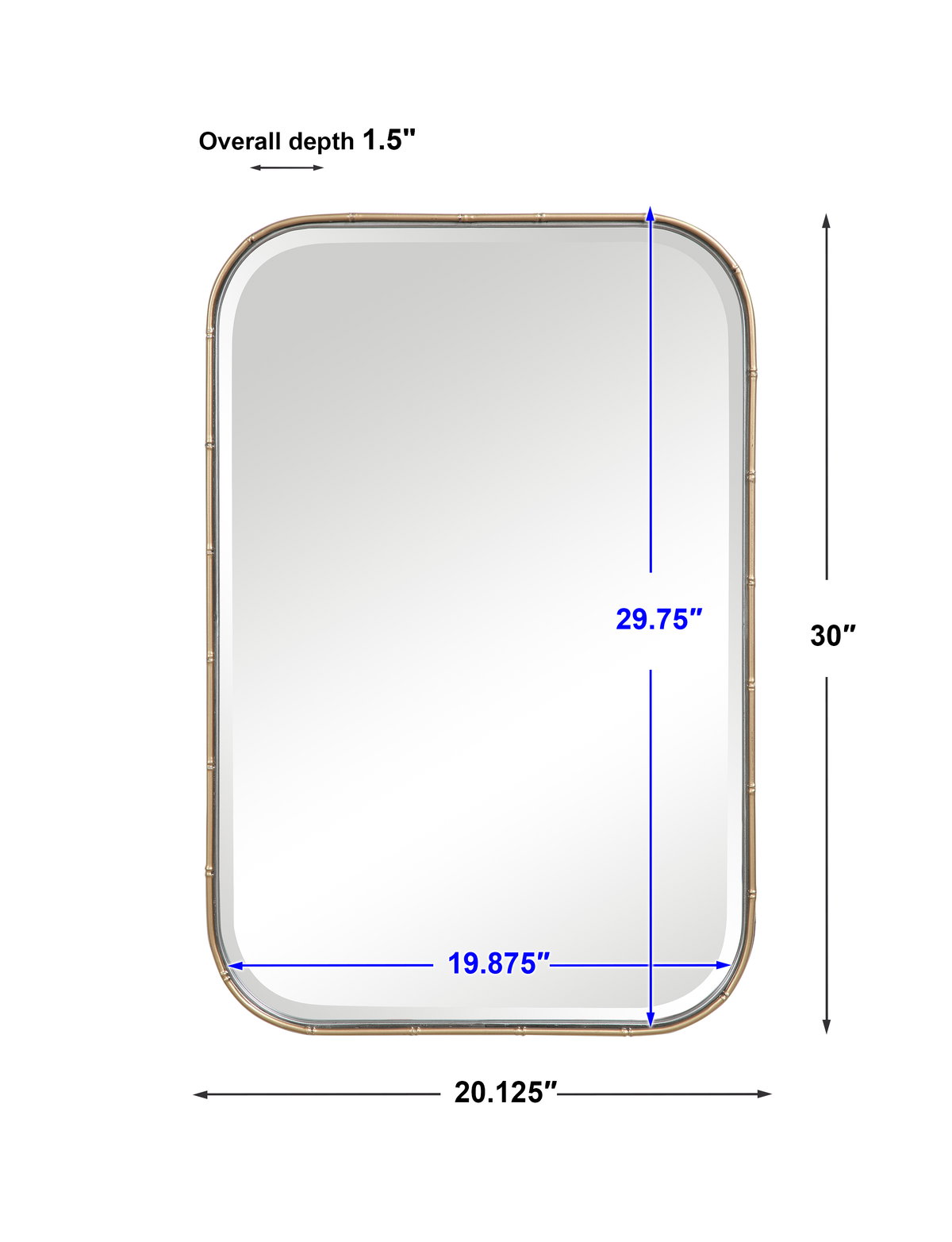 Malay Vanity Mirror, by Uttermost, 1'8.12" width x 2'6" height x 1.5" depth View 3