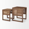 Grier Set of 2 Medium Brown Solid Wood with Cane Nesting Accent Tables thumbnail 7