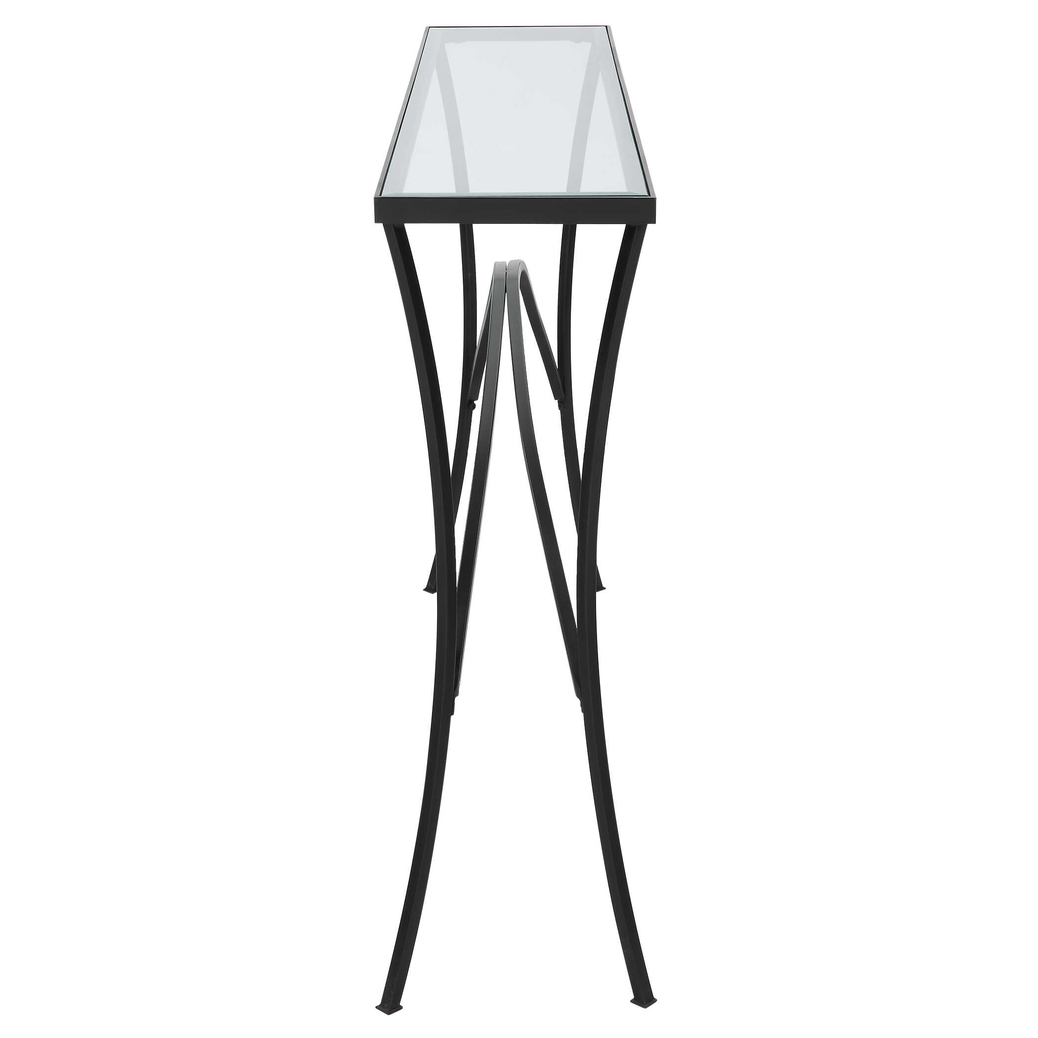 Alayna Black Metal & Glass Console Table Alayna Black Metal & Glass Console Table large image