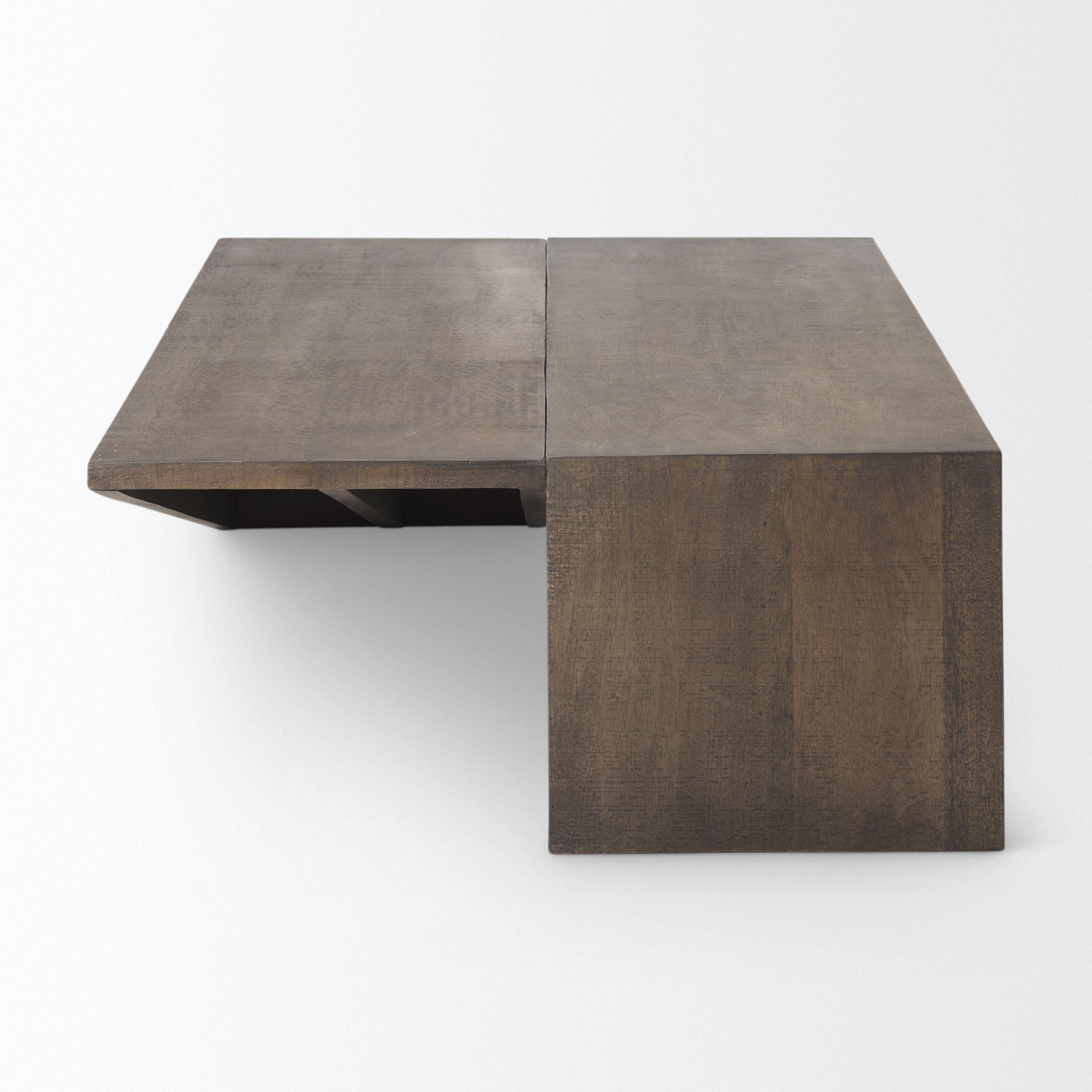 West 55L x 32W x 14H Medium Brown Wooden Angled Coffee Table, by Mercana, 55" length x 32" width x 14" height View 5