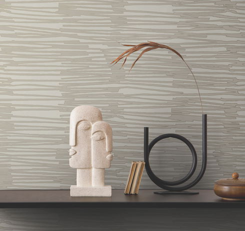 Water Reed Thatch Linen & Silver Wallpaper