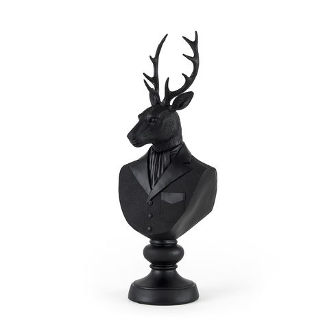 Mozart  Black Painted Resin Deer Bust