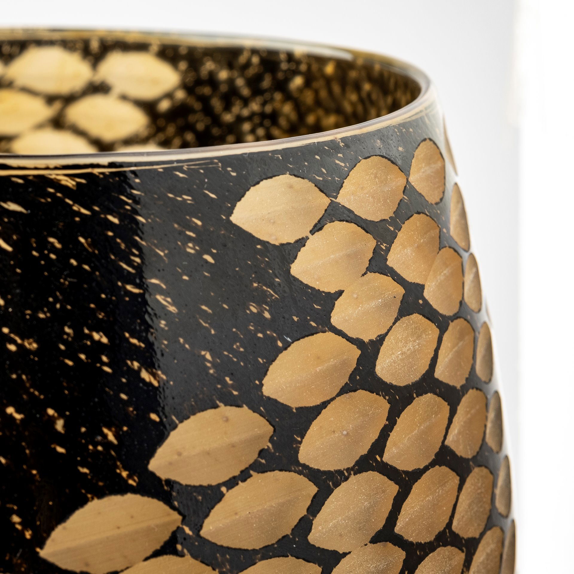 Mojave Large Black and Gold Detail Glass Vase large image 