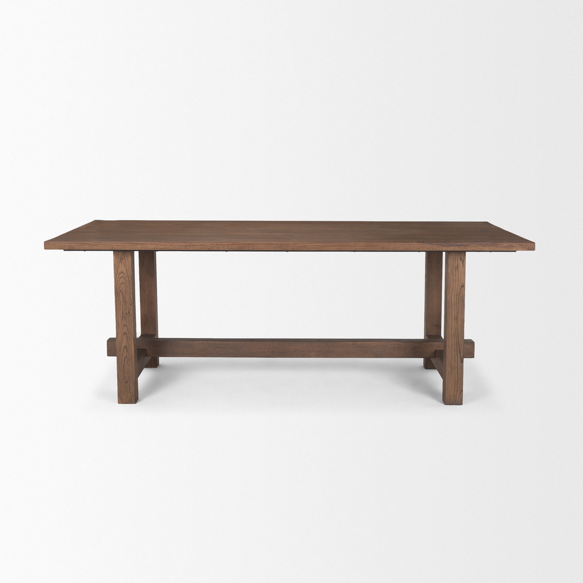 Suke 84'L x 42'W Rectangular Trestle Dining Table | Med Brown Wood | Seats 8, by Mercana, 84" length x 42" width x 30" height View 4