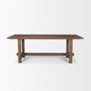 Suke 84'L x 42'W Rectangular Trestle Dining Table | Med Brown Wood | Seats 8, by Mercana, 84" length x 42" width x 30" height thumbnail 4
