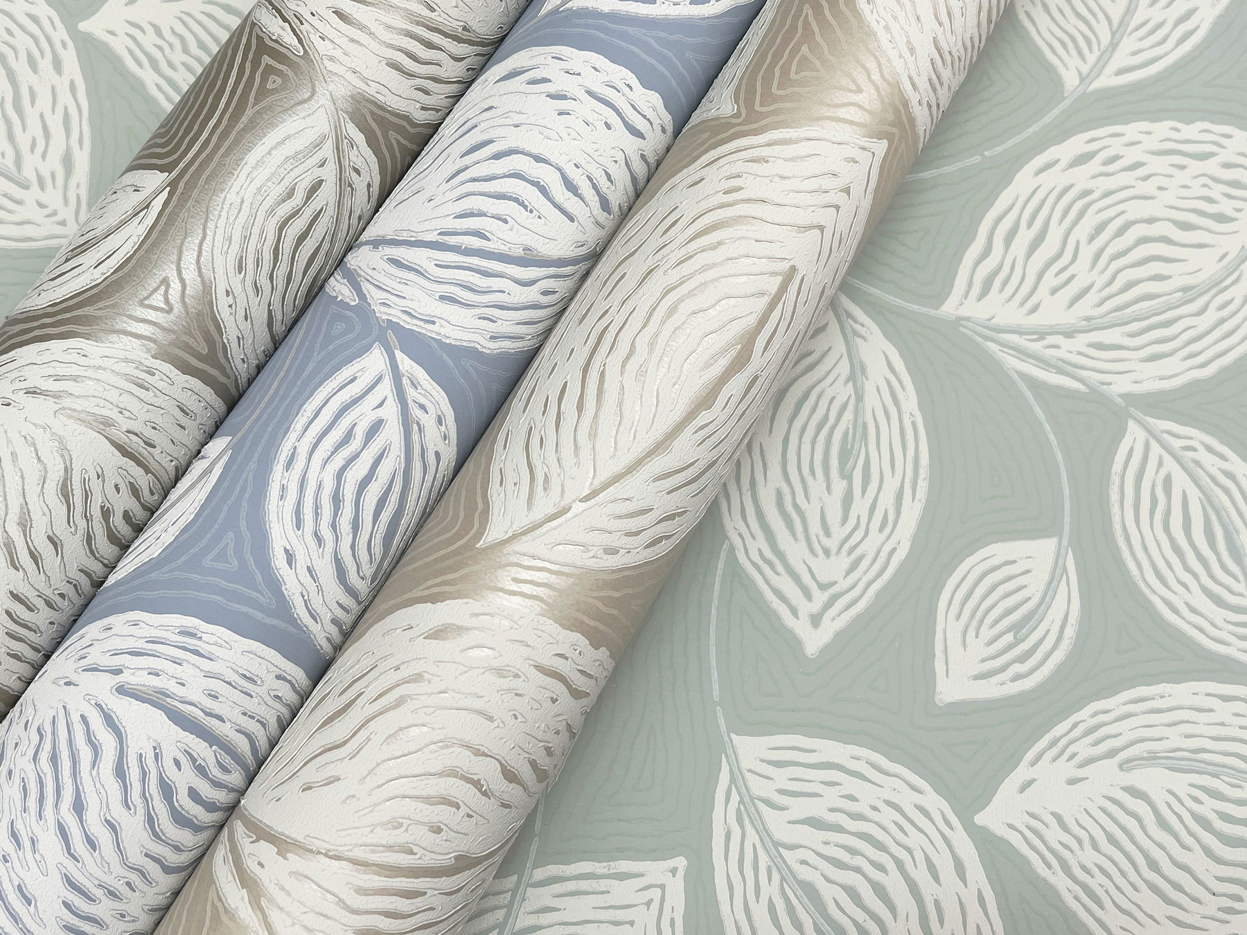 Contoured Leaves Indigo Blue Wallpaper, by York Wall, 27' length x 2'3" width x 0.02" depth View 5