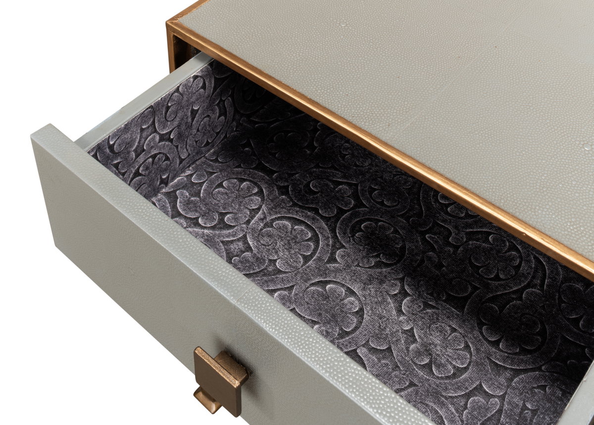 Gillian Two Drawer Nightstand  Storm Gry, by Sarreid, 1'3" length x 1'6" width x 2'1" height View 4