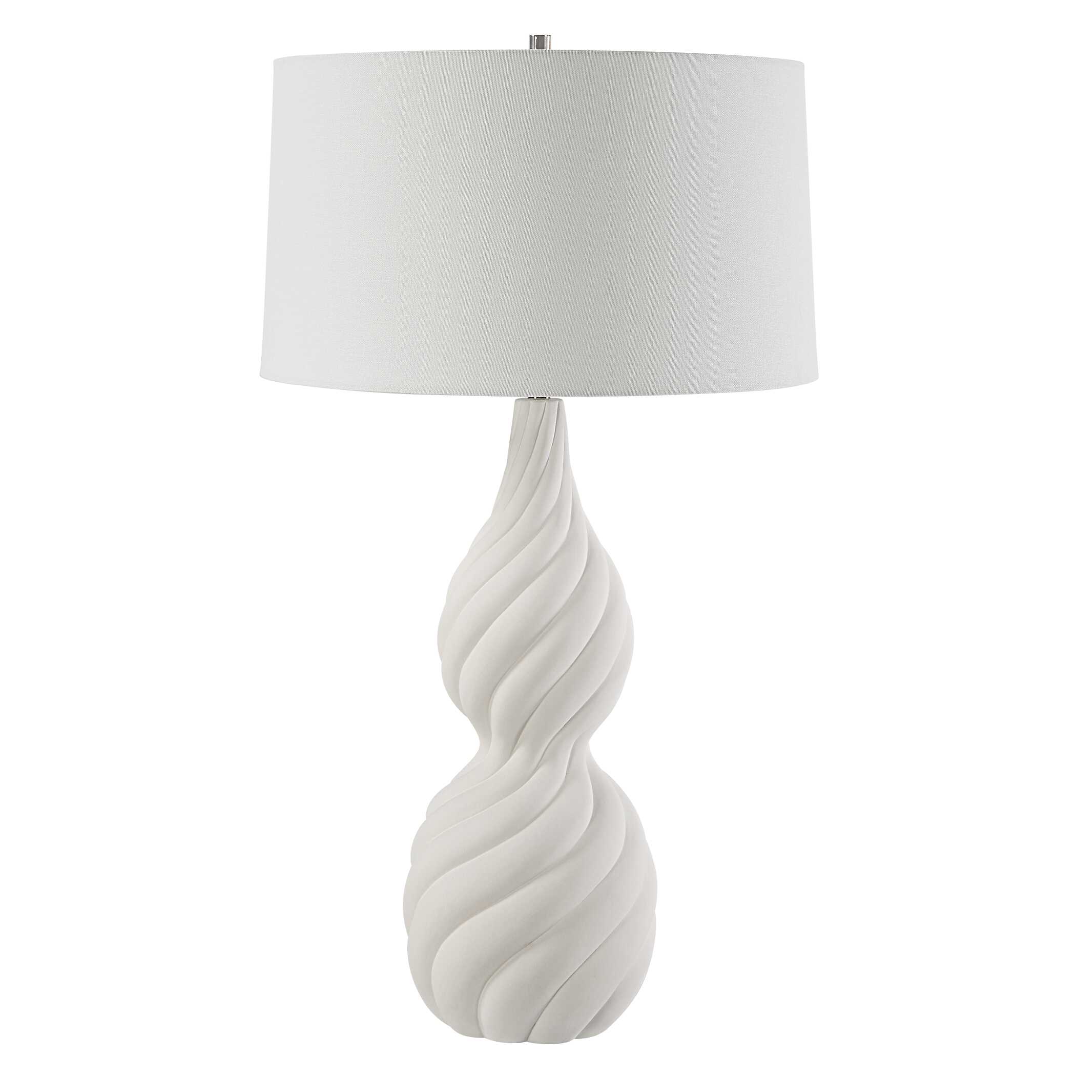 Twisted Swirl White Table Lamp large image 