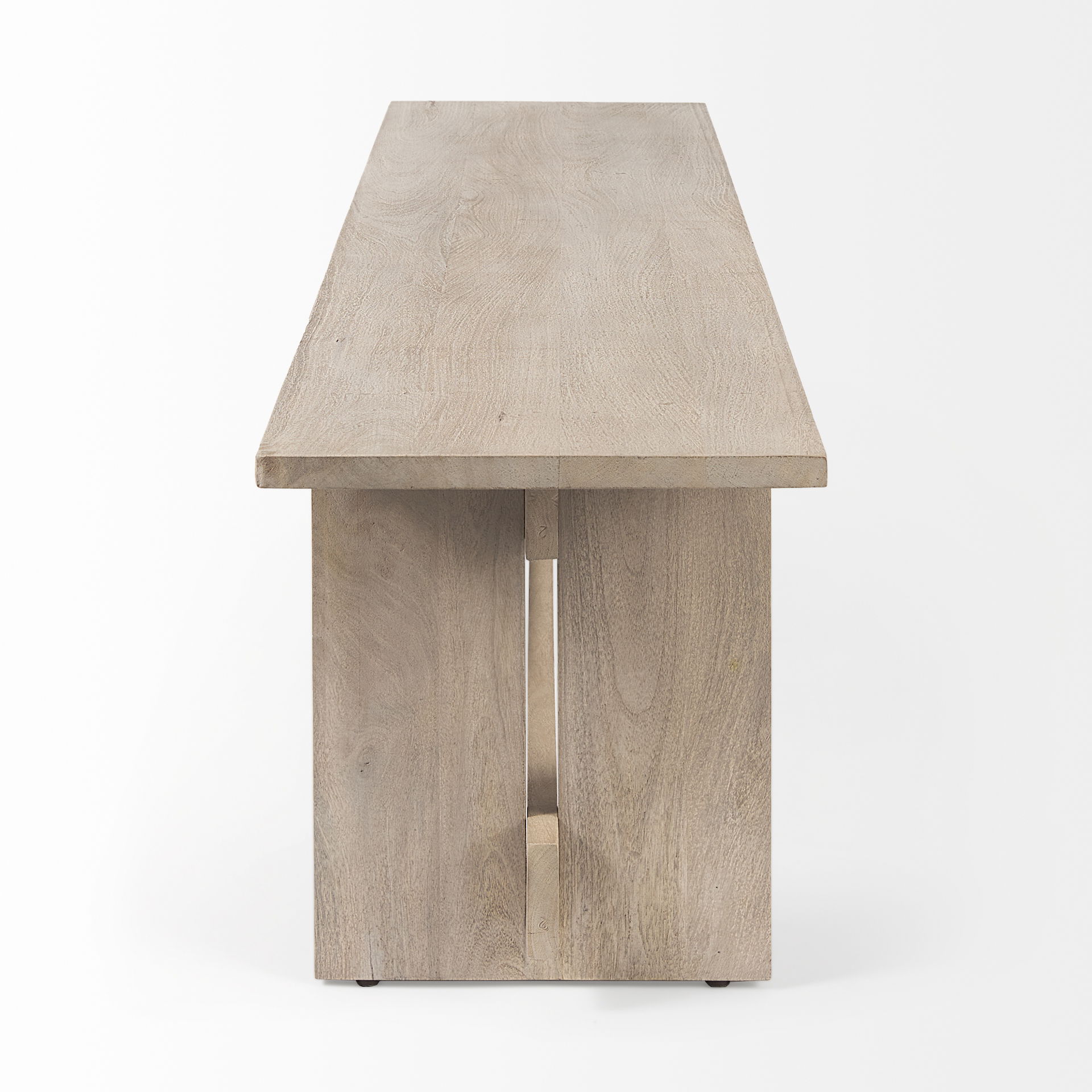 Aida 18H Light Gray Wood Dining Bench, Benche by Mercana, 66" length x 16" width x 18" height View 7