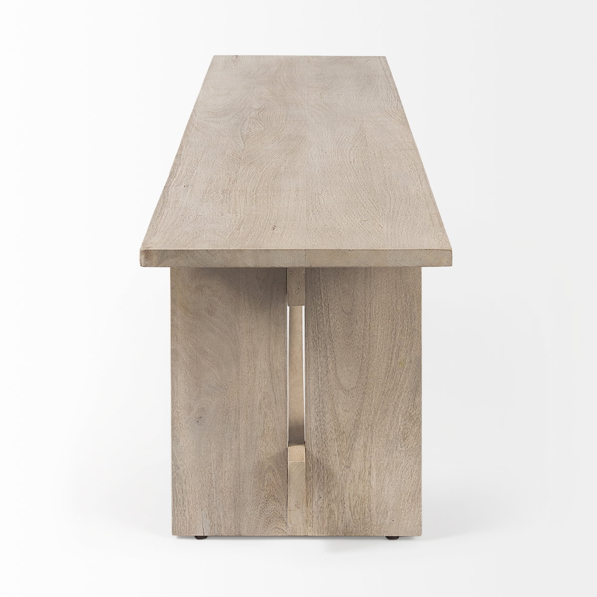 Aida 18H Light Gray Wood Dining Bench, Benche by Mercana, 66" length x 16" width x 18" height View 7