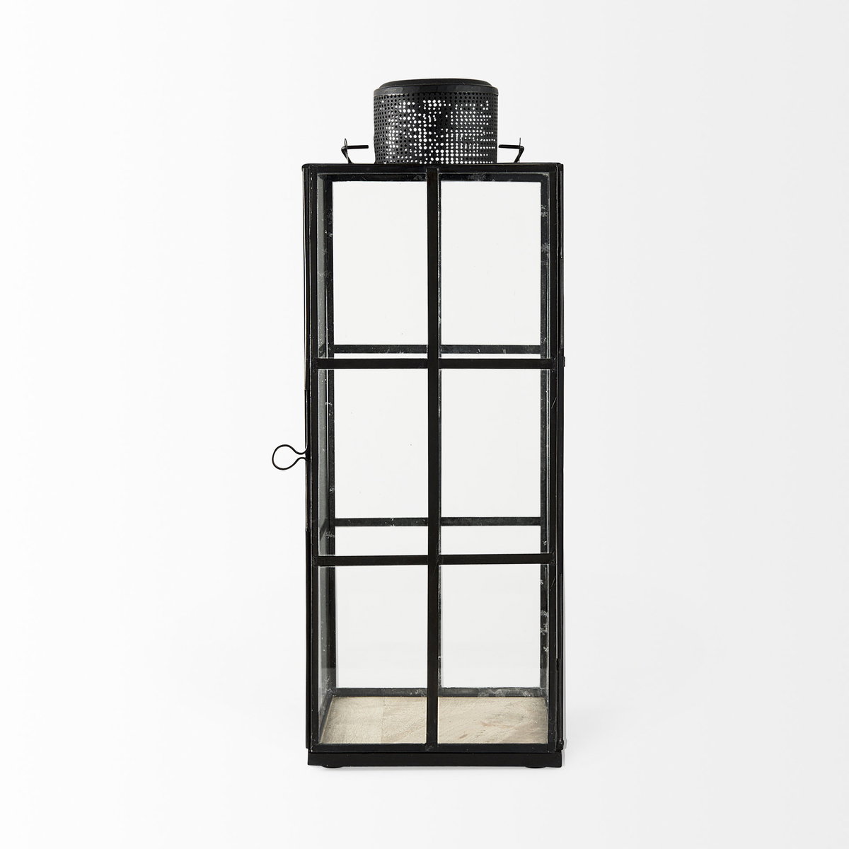 Gamfield  Large Black Metal and Glass Lantern, Lighting by Mercana, 6.1" length x 6.1" width x 16.73" height View 5