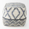 Eshana  Cream Wool and Denim Patterned Pouf thumbnail 1