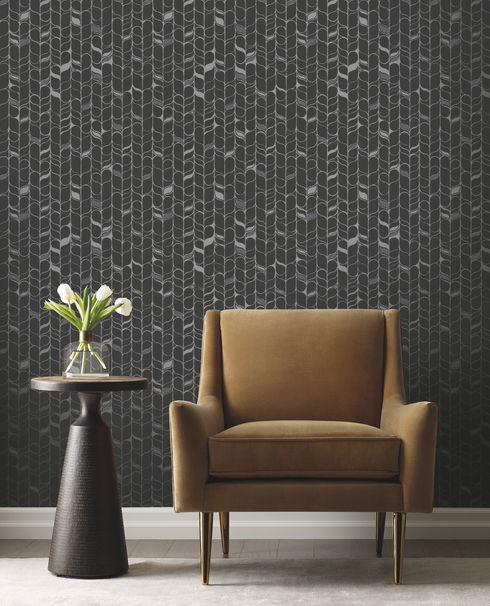 Perfect Petals Black & Silver Wallpaper