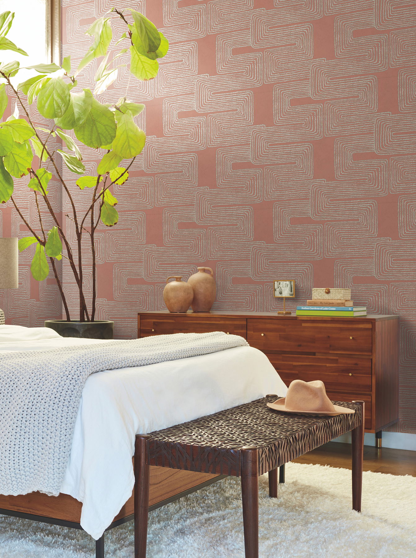 Zulu Thread Coral & Glint Wallpaper large image 
