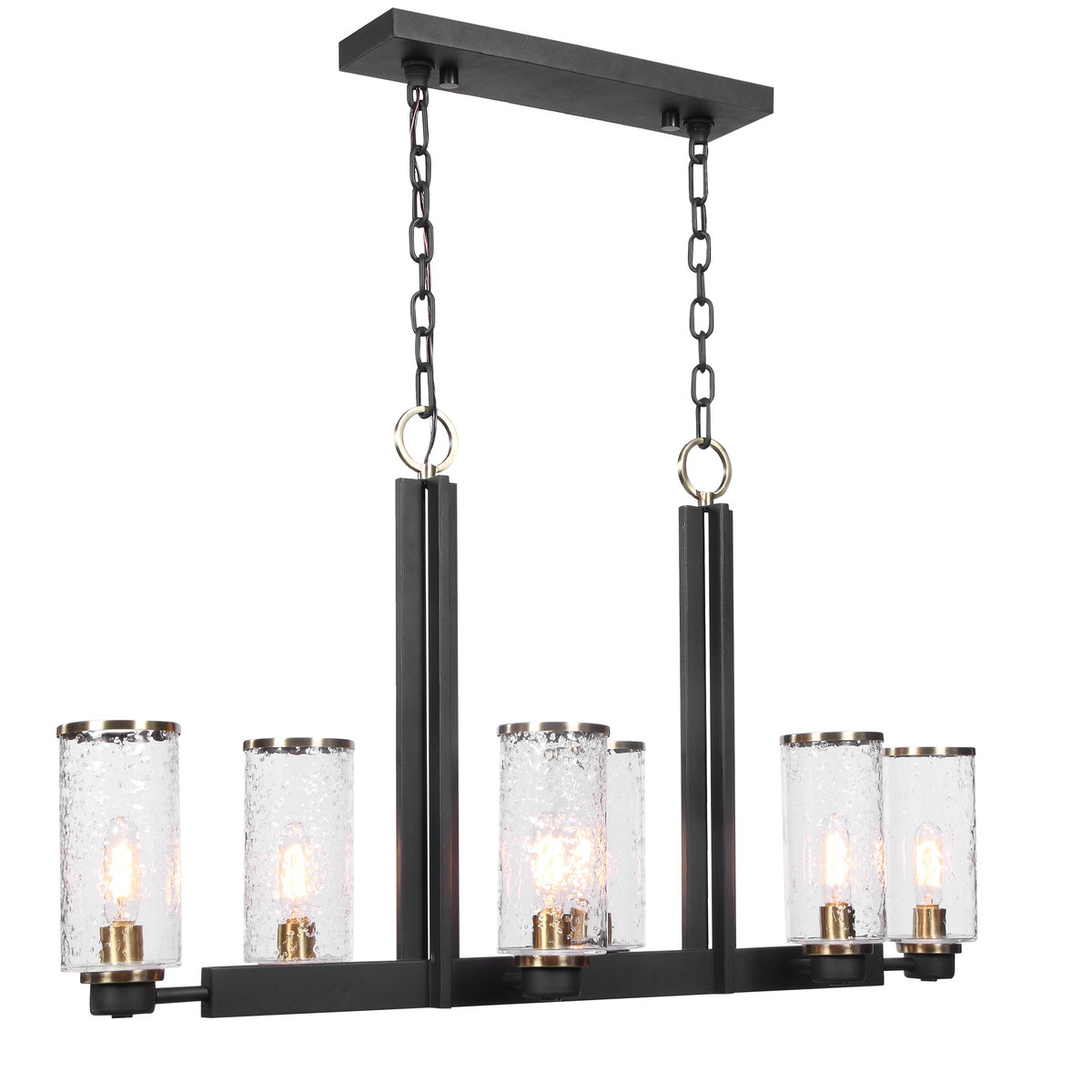 Jarsdel 6 Light Industrial Island Light, Pendant by Uttermost, 44.5" width x 25" height x 11.5" depth View 4