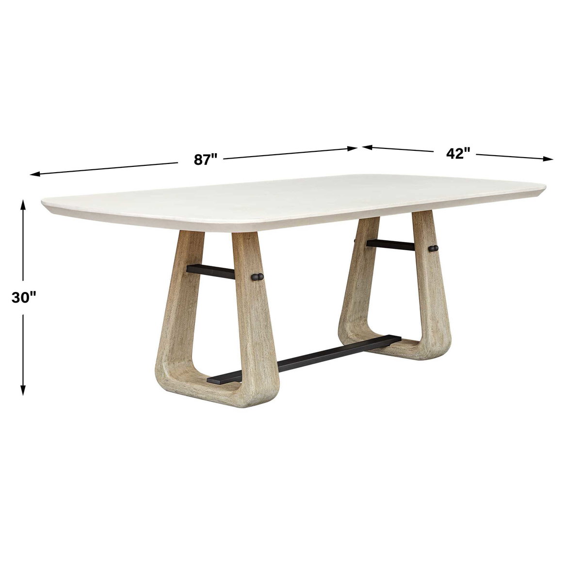 Circa Concrete Outdoor Dining Table, Outdoor Table by Uttermost, 7'3" width x 2'6" height x 3'6" depth View 3