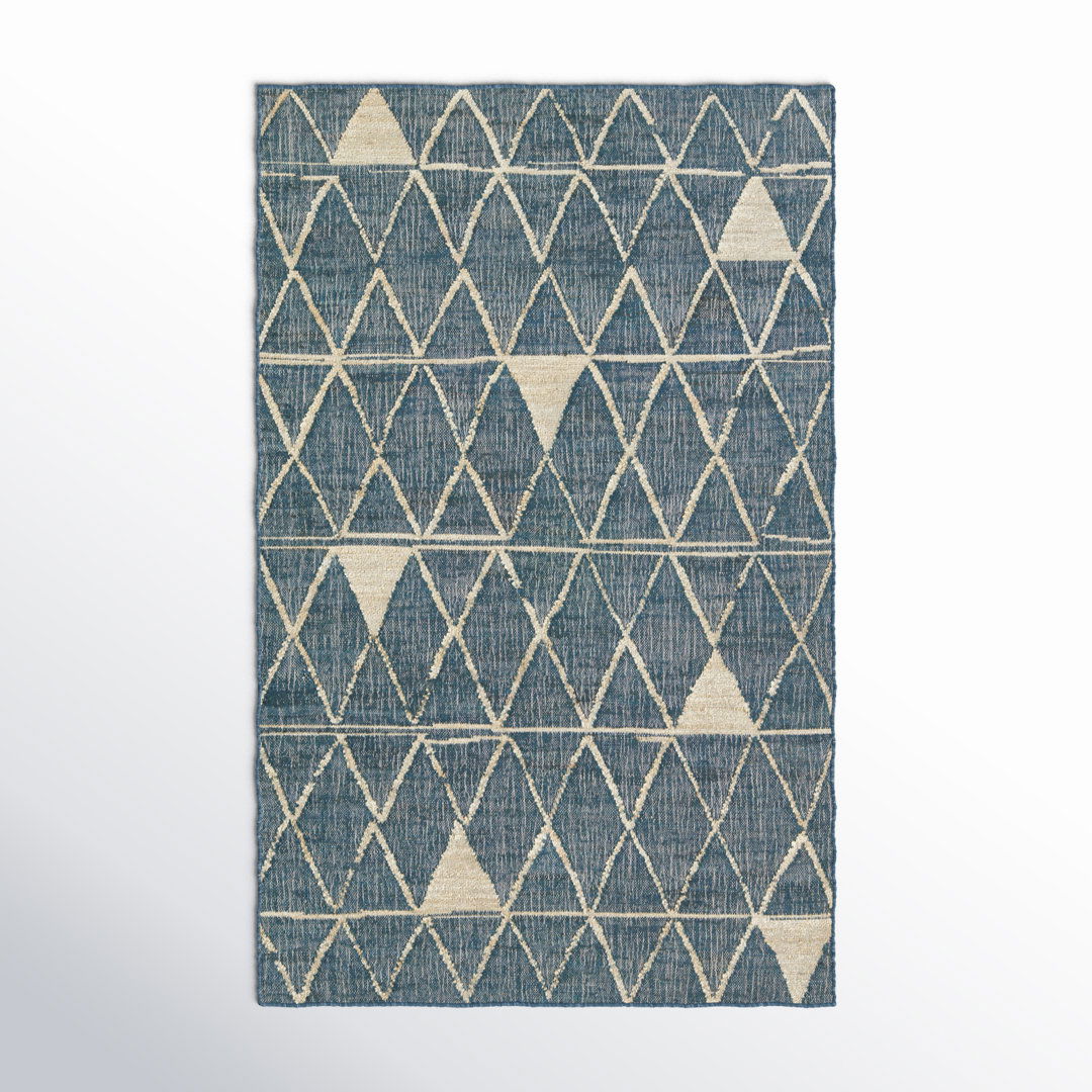 Handwoven Jute/Cotton Area Rug in Navy/Beige large image 