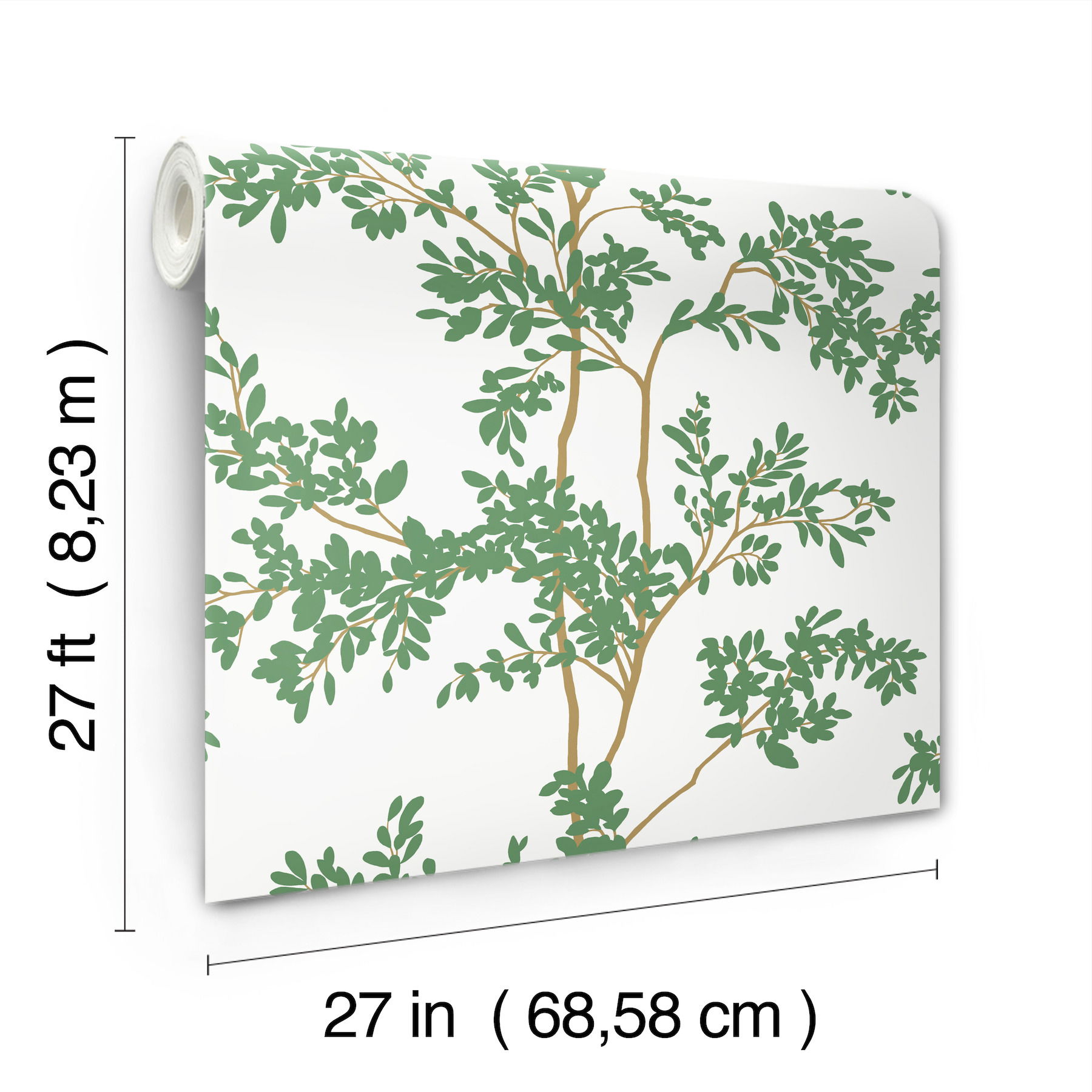 Lunaria Silhouette White & Green Wallpaper large image 