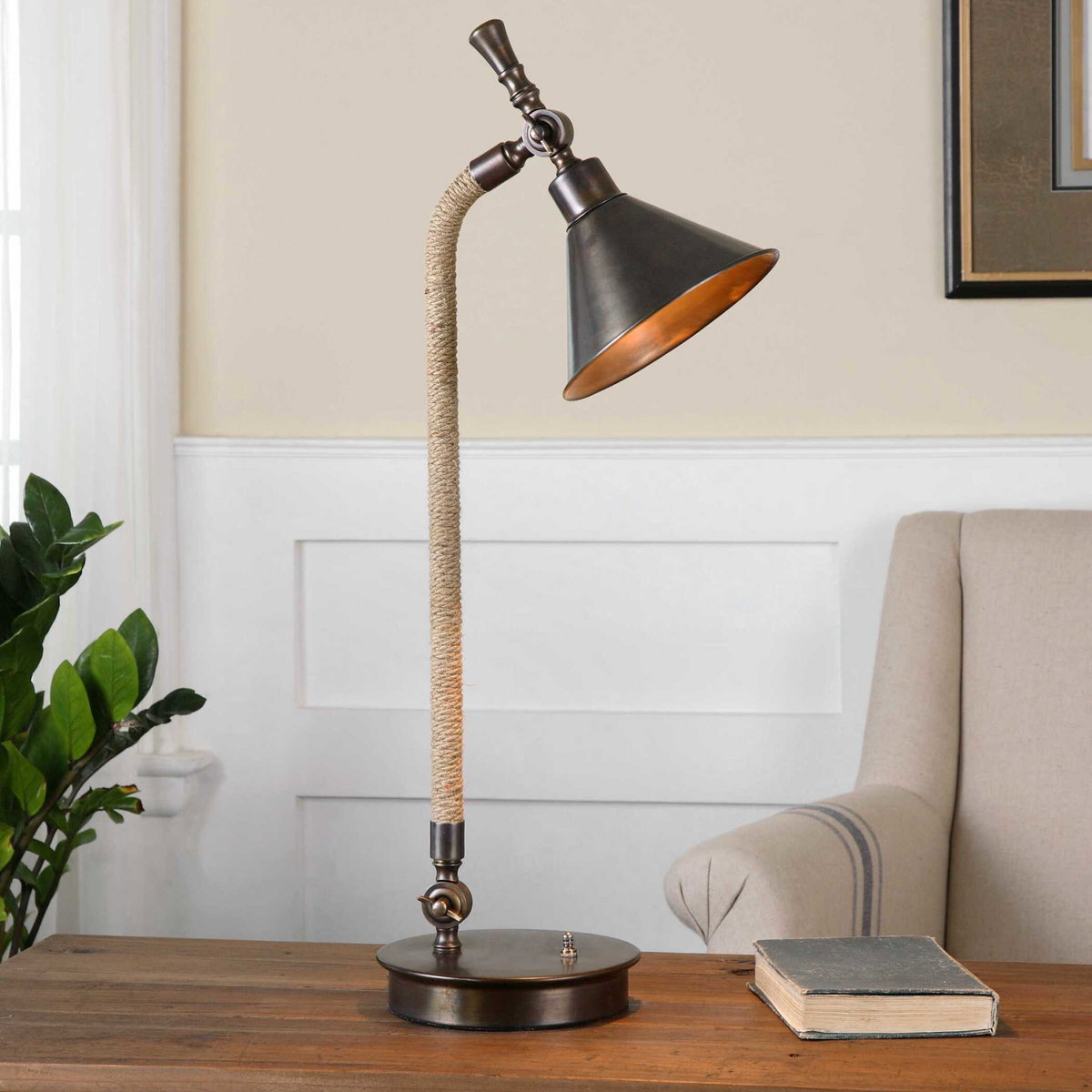 Duvall Task Lamp, Desk Lamp by Uttermost, 24" width x 27.5" height x 7.75" depth View 2