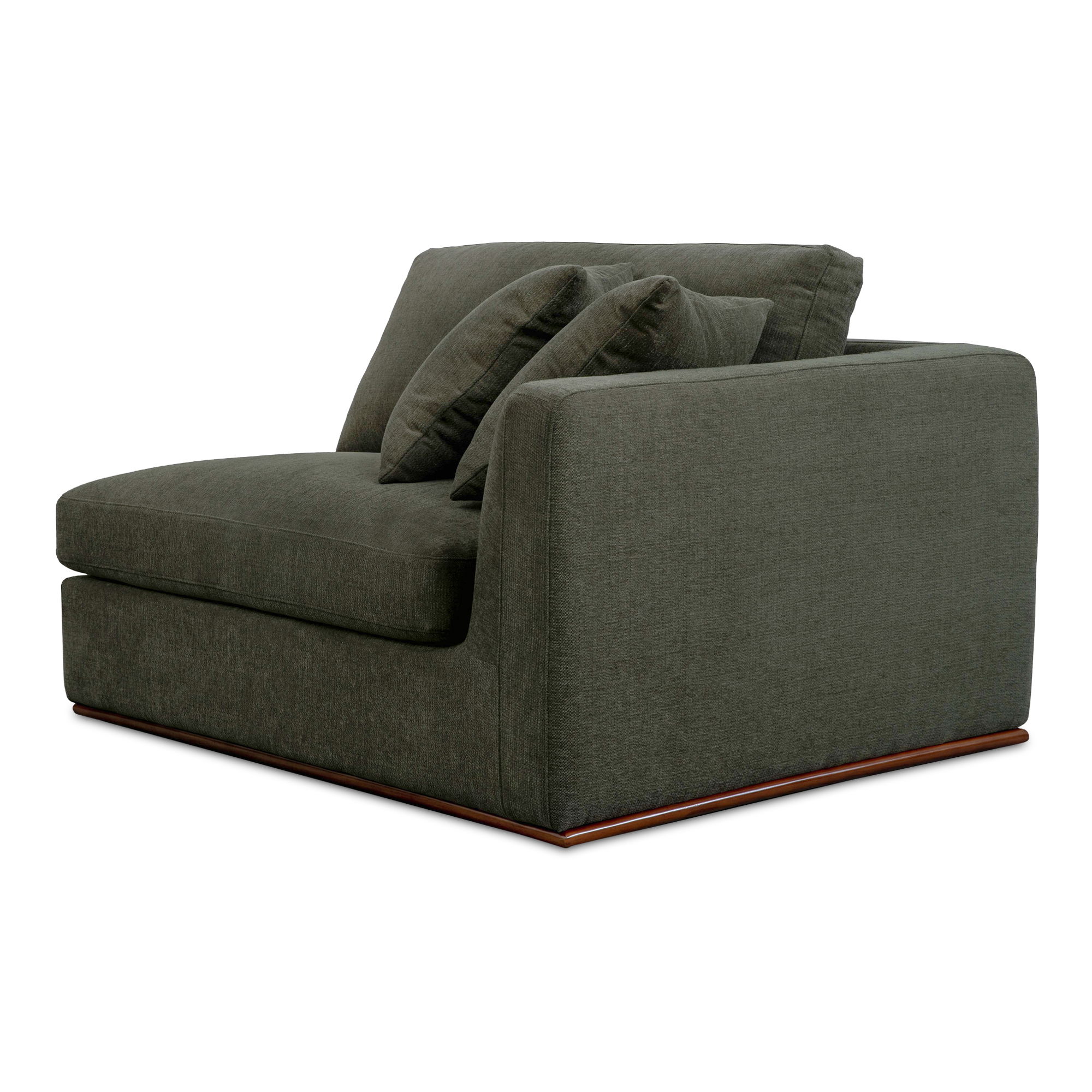 Rue Right Arm Facing Chair Deep Green, Sectional Sofa by Moe's Home, 47.6" width x 23.6" height x 41" depth View 3