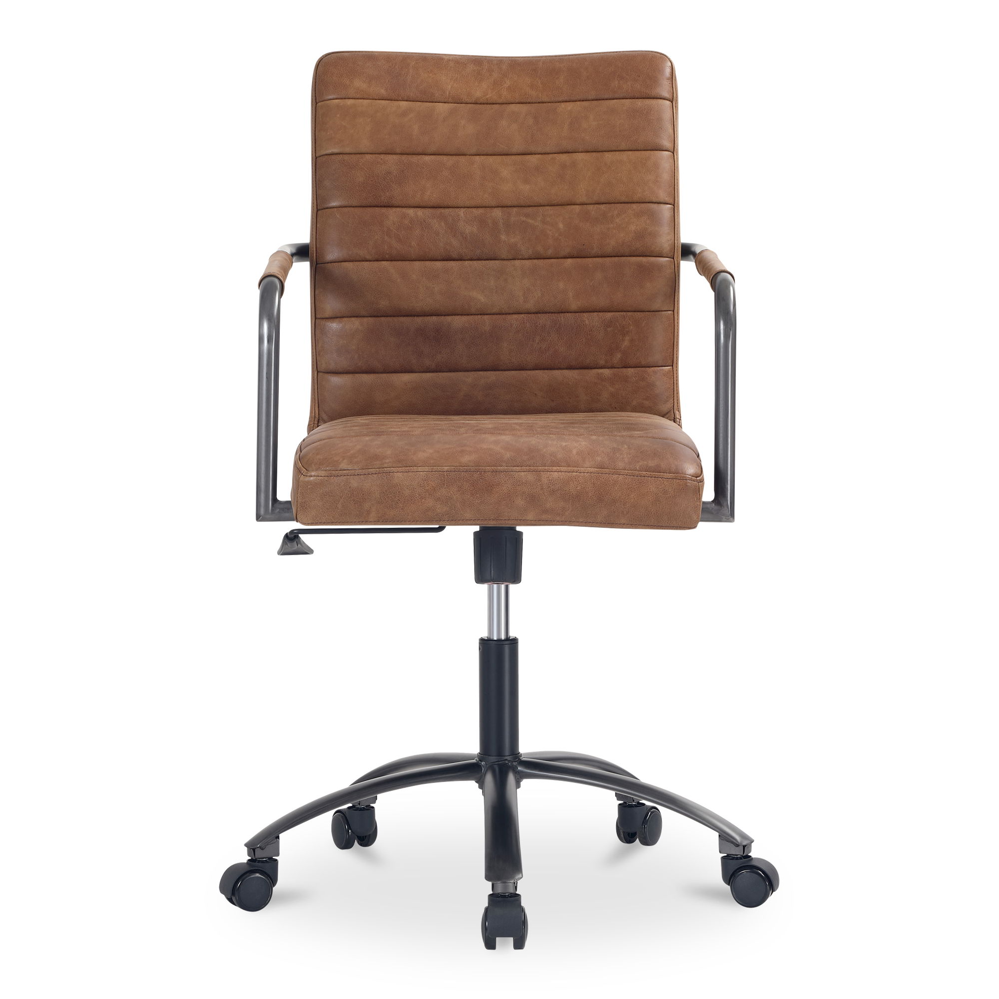 Roy Office Chair Open Road Brown Leather, by Moe's Home, 21.85" width x 36" height x 27.17" depth View 5