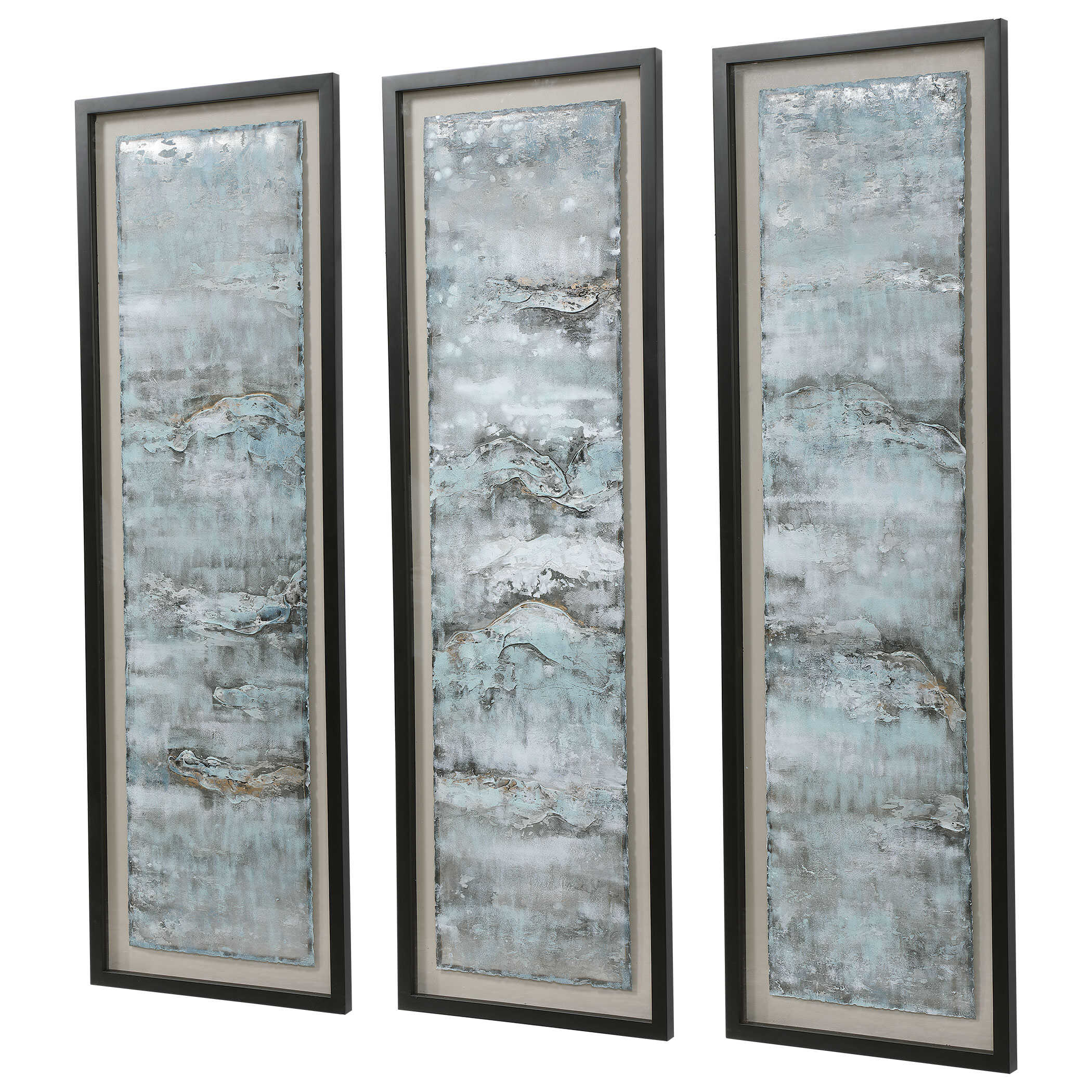 Ocean Swell Painted Metal Art Set/3 3 Cartons, Painting by Uttermost, 20.6" width x 65.7" height x 1.5" depth View 5