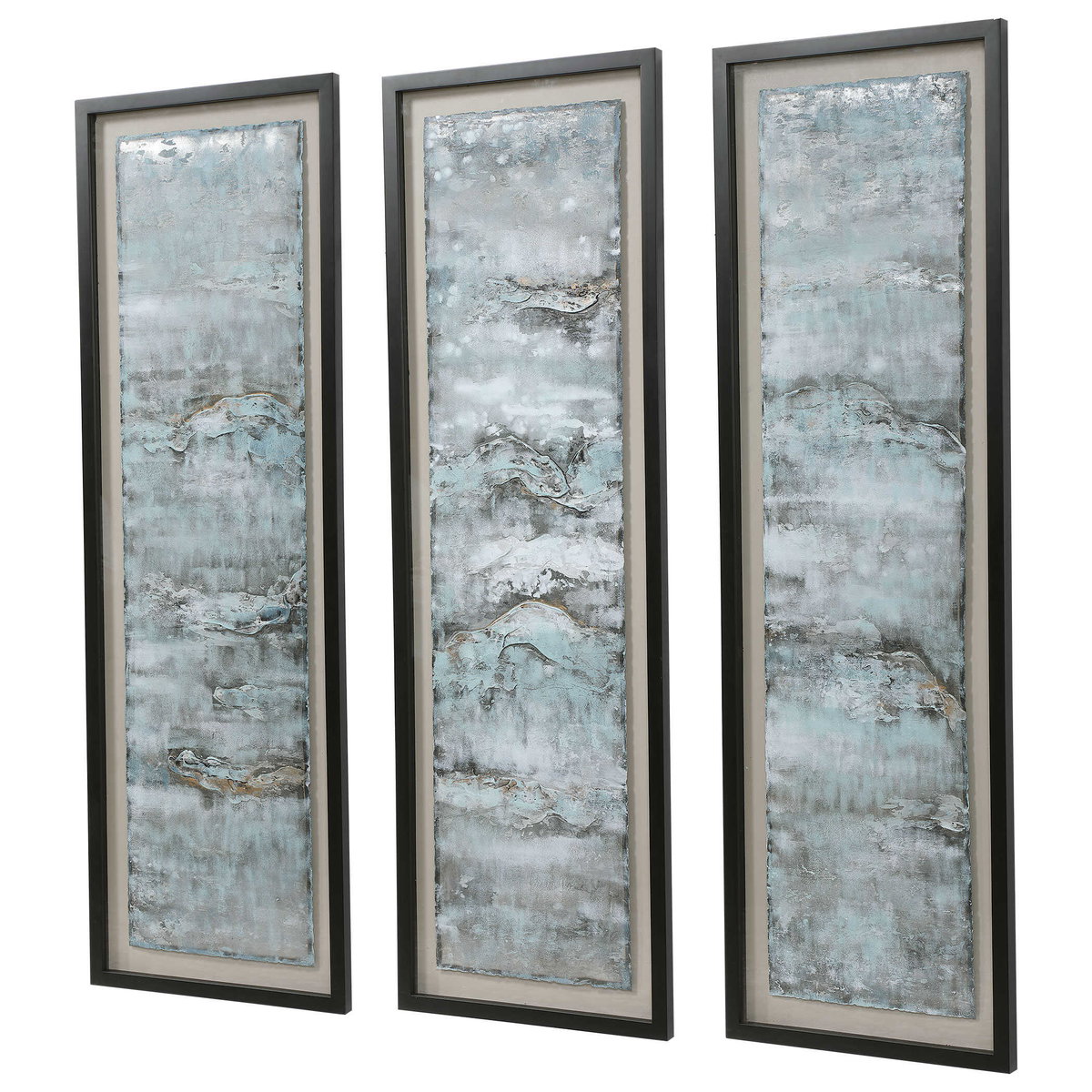 Ocean Swell Painted Metal Art Set/3 3 Cartons, Painting by Uttermost, 20.6" width x 65.7" height x 1.5" depth View 5