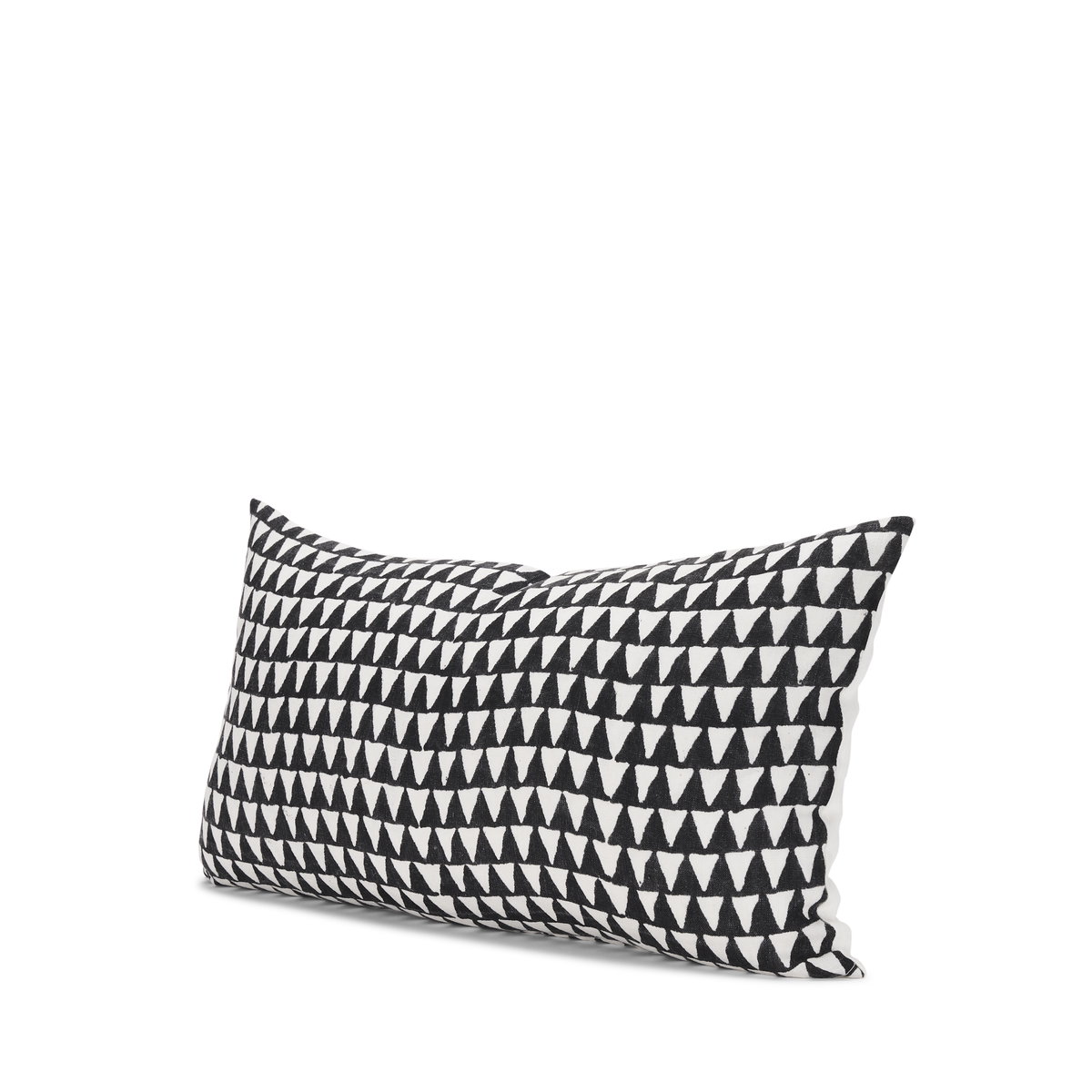 Jolie Cream with Black Print Linen Lumbar Decorative Pillow Cover, by Mercana, 14" length x 26" width x 0.2" height View 1