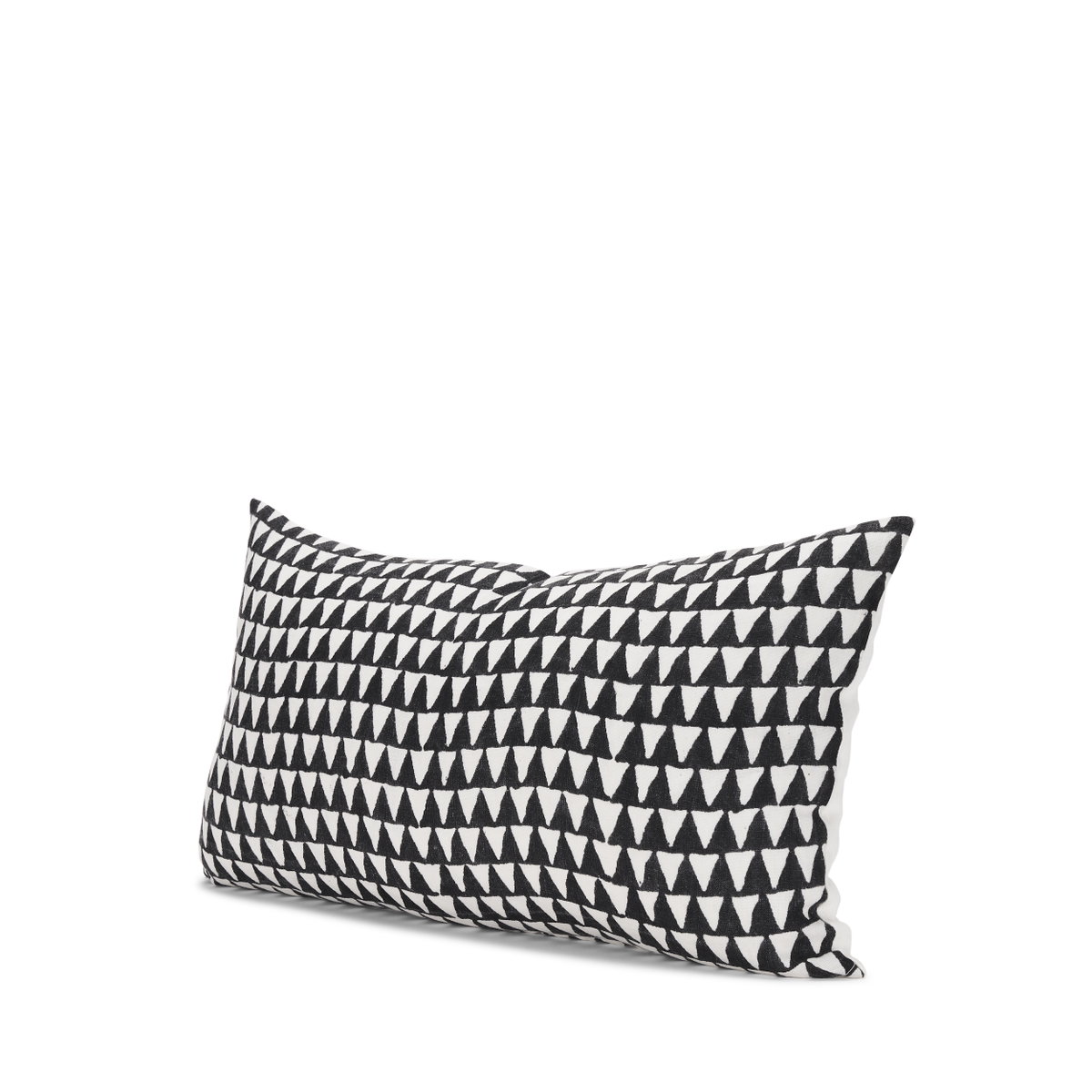Jolie Cream with Black Print Linen Lumbar Pillow Cover, Decorative Pillow by Mercana, 14" length x 26" width x 0.2" height View 1