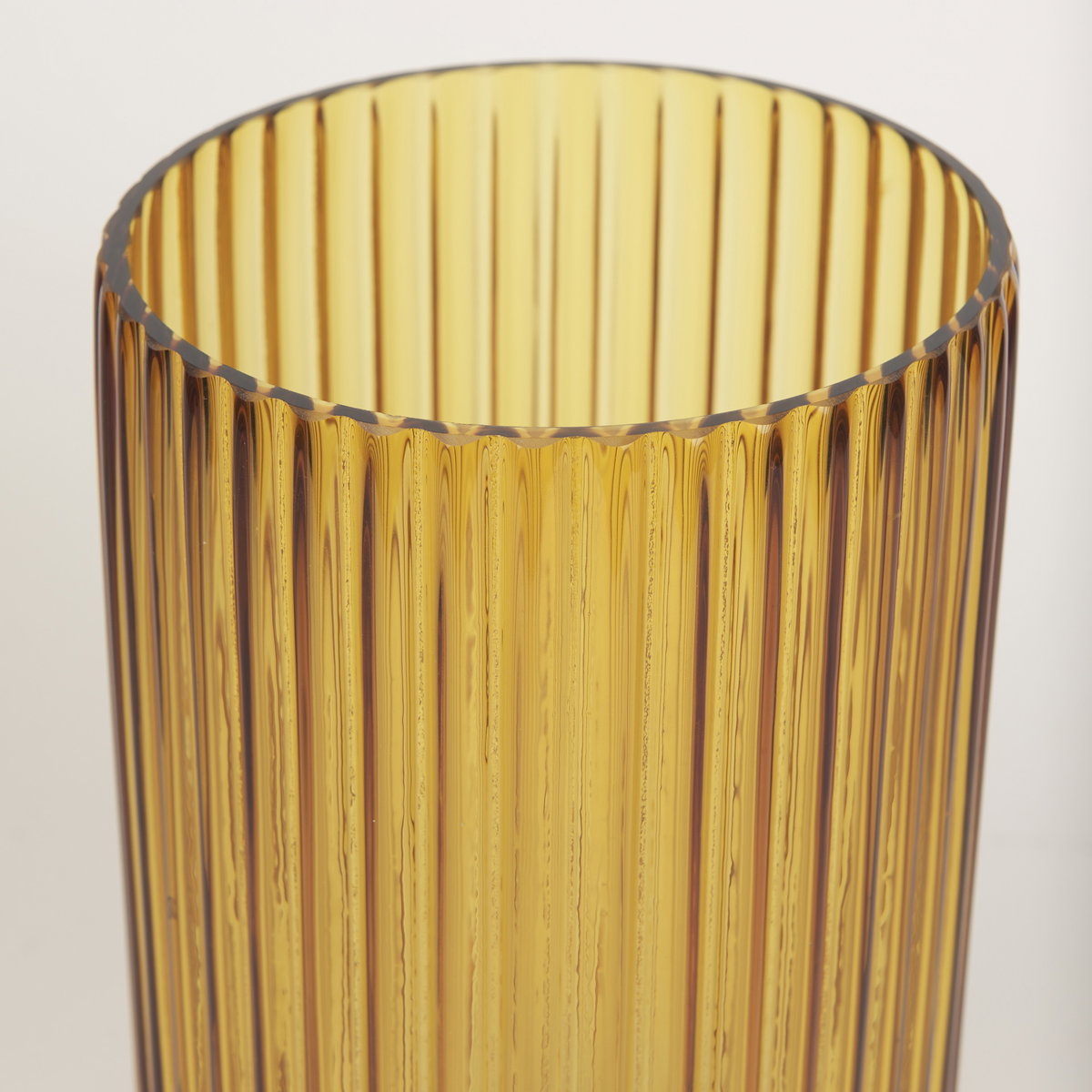 Dawn 11.4' Ribbed Amber Glass Vase, by Mercana, 6.1" length x 6.1" width x 11.42" height View 5