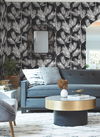 King Palm Silhouette Blue Wallpaper, by York Wall, 33' length x 1'8.5" width x 0.02" depth thumbnail 3