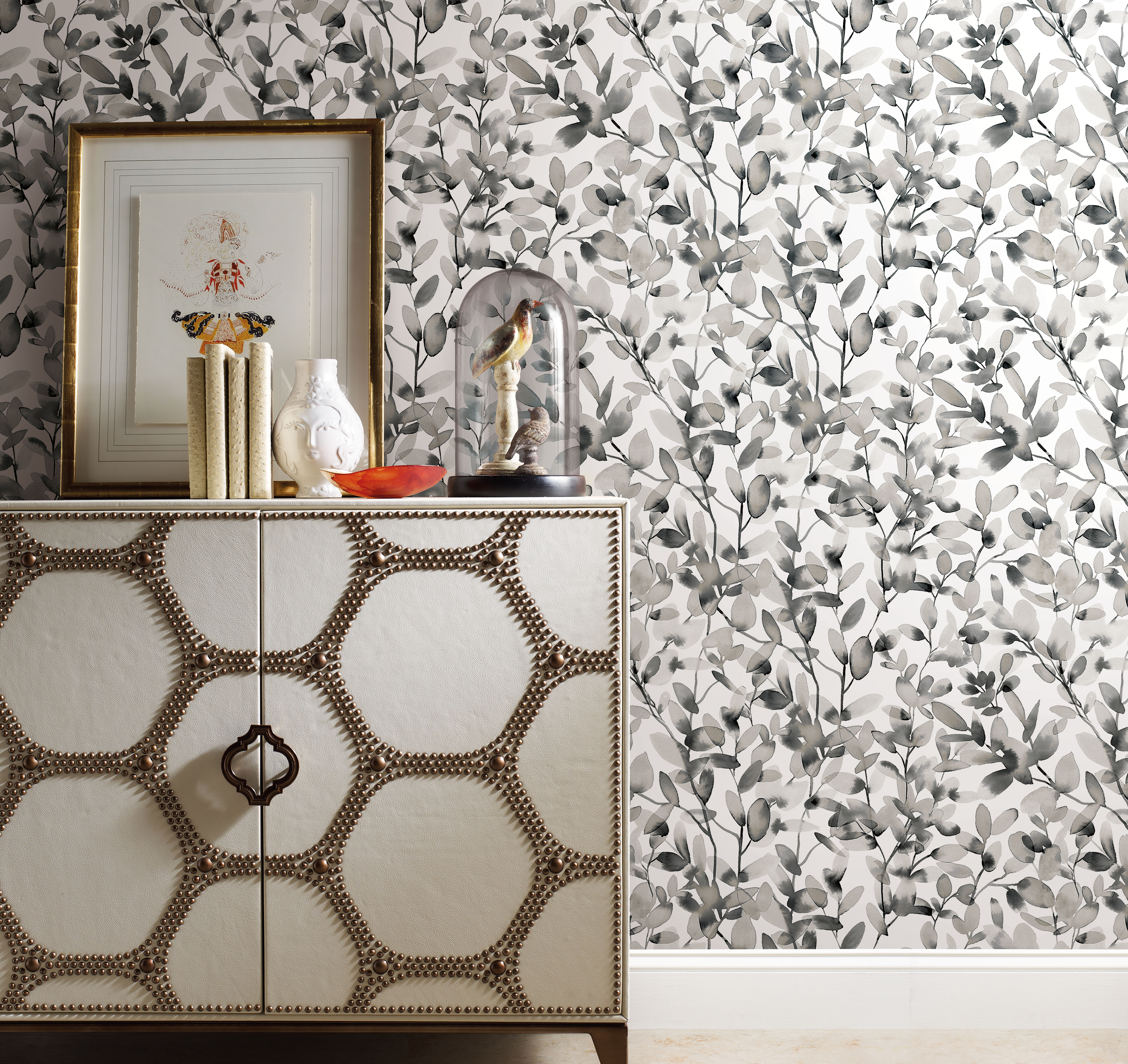 Botany Vines Grey Peel & Stick Wallpaper, by York Wall, 20' length x 2'3" width x 0.02" depth View 2