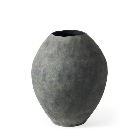 Gobi 16L x 20H Small Gray Ceramic Oval Vase
