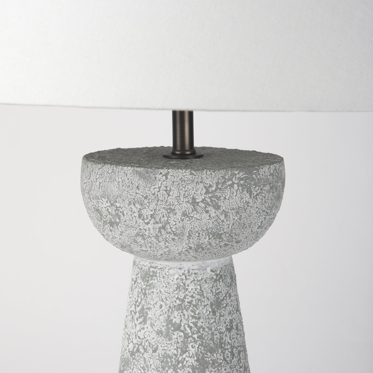 Julia  Gray Antique Painted Cement Table Lamp, by Mercana, 16" length x 16" width x 27" height View 7