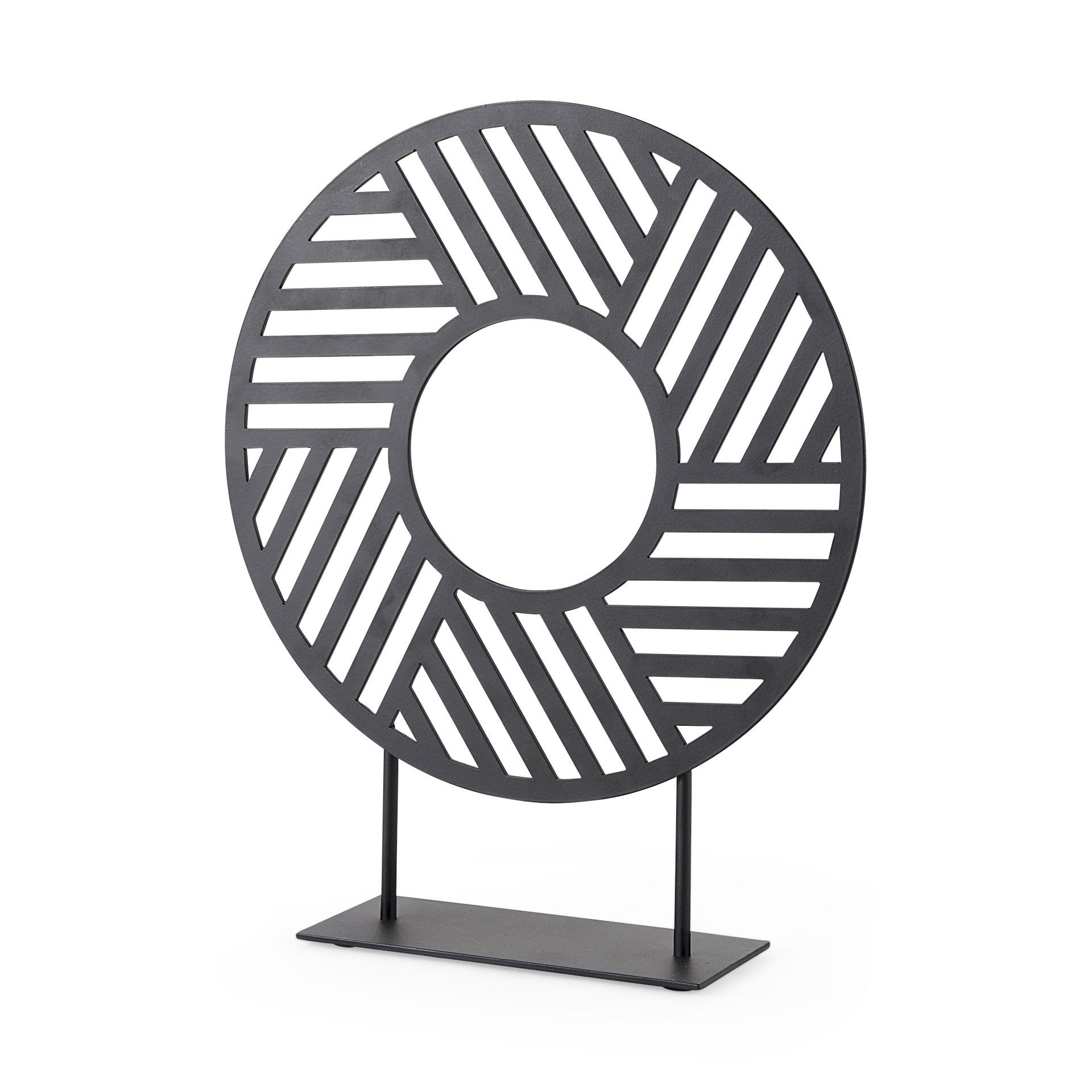 Micra  Matte Black Metal Decorative Object on a Stand, by Mercana, 11.02" length x 2.99" width x 13.39" height View 1