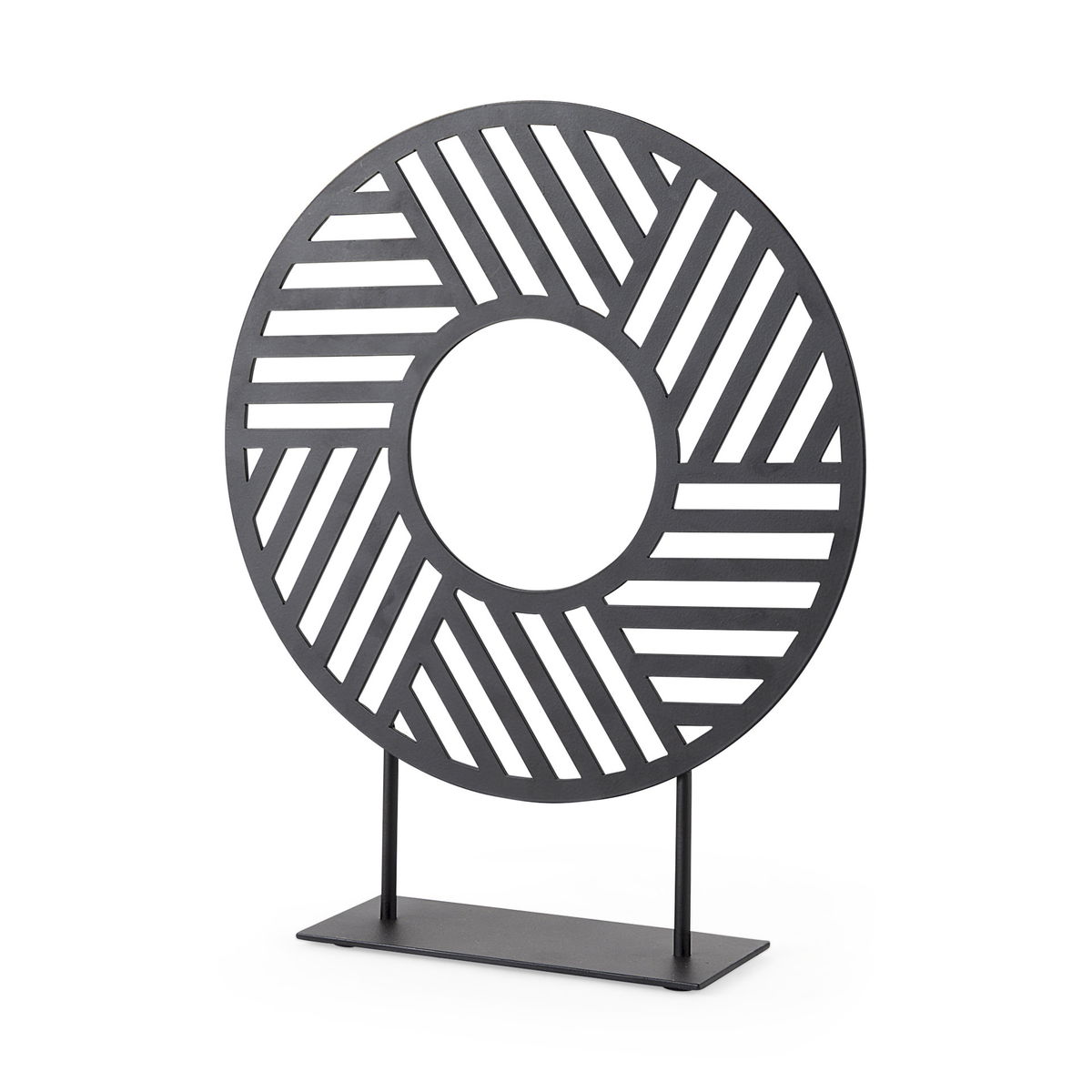 Micra  Matte Black Metal Decorative Object on a Stand, by Mercana, 11.02" length x 2.99" width x 13.39" height View 1