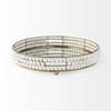 Decatur I 21L x 21W White Wooden Bead Mirrored Bottom Round Tray, Decorative Tray by Mercana, 21.26" length x 21.26" width x 3.94" height thumbnail 3
