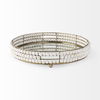Decatur I 21L x 21W White Wooden Bead Mirrored Bottom Round Tray thumbnail 2