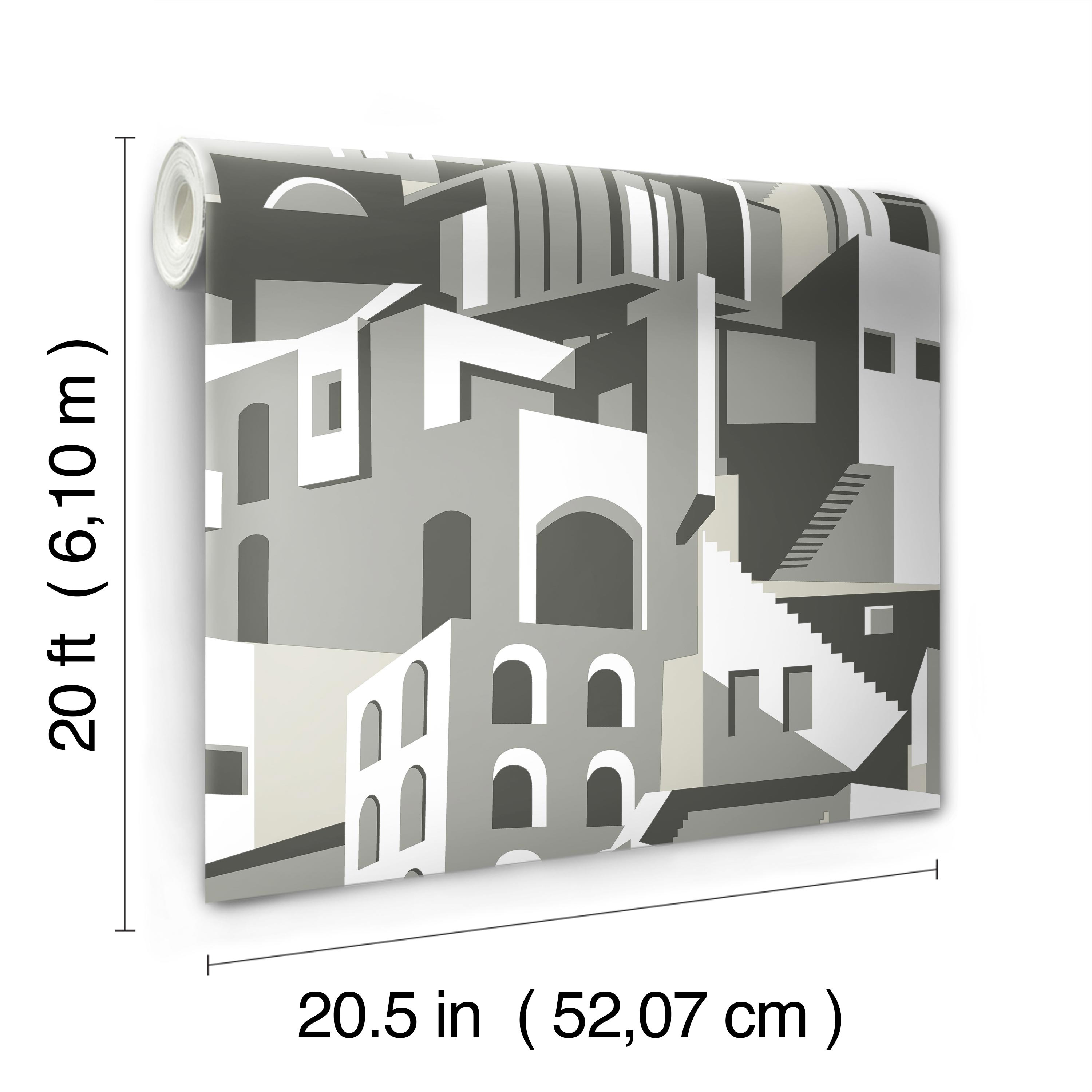 Arch Architectural Grey Peel & Stick Wallpaper large image 