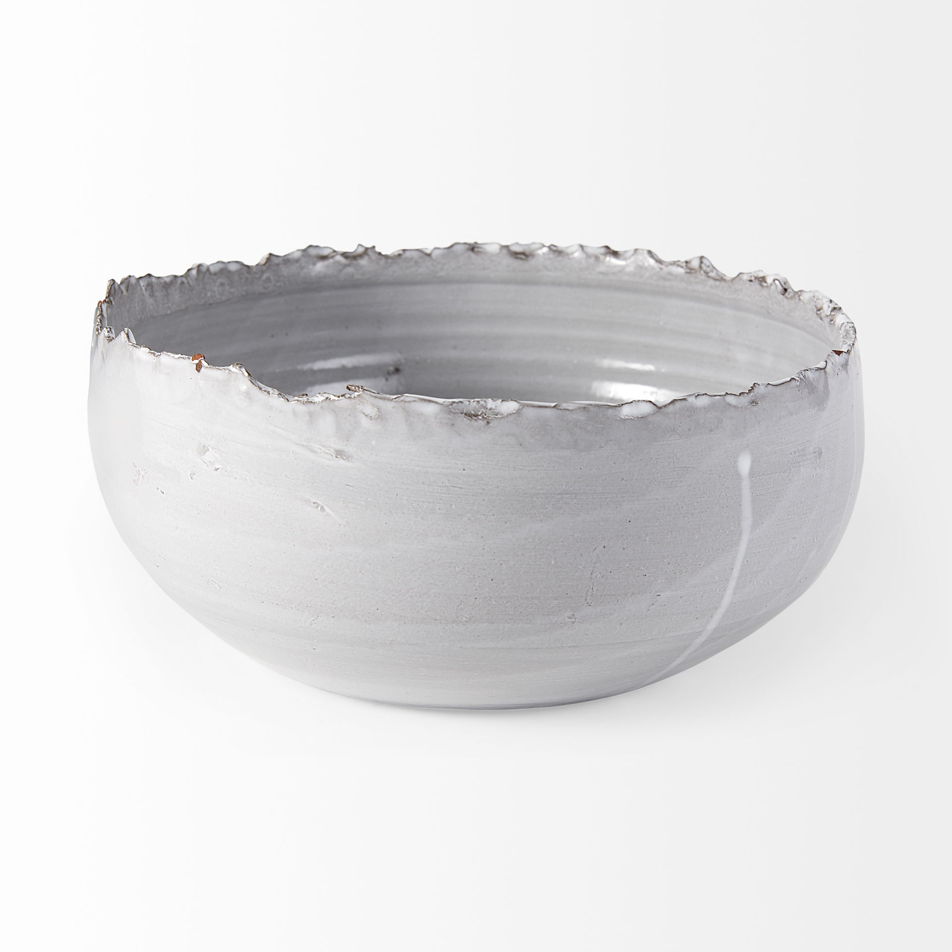 Larsen 13L x 13W White Ceramic Large Decorative Bowl, by Mercana, 12.8" length x 12.8" width x 5.12" height View 7