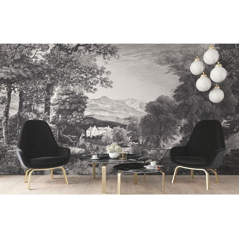 Provincial Scenic Black Wall Mural