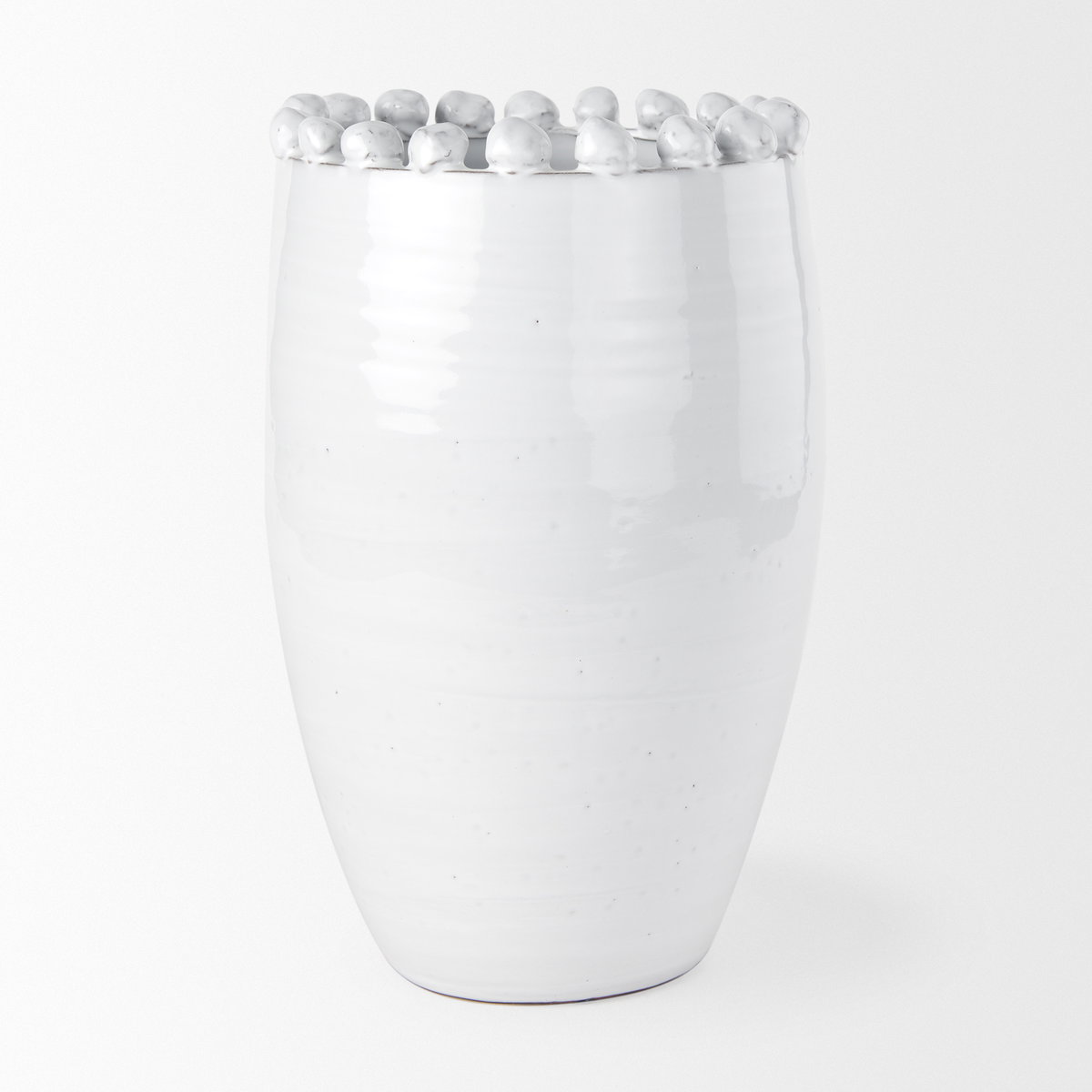 Basin Large Off-White Glazed Vase, by Mercana, 8.46" length x 8.46" width x 13.58" height View 7